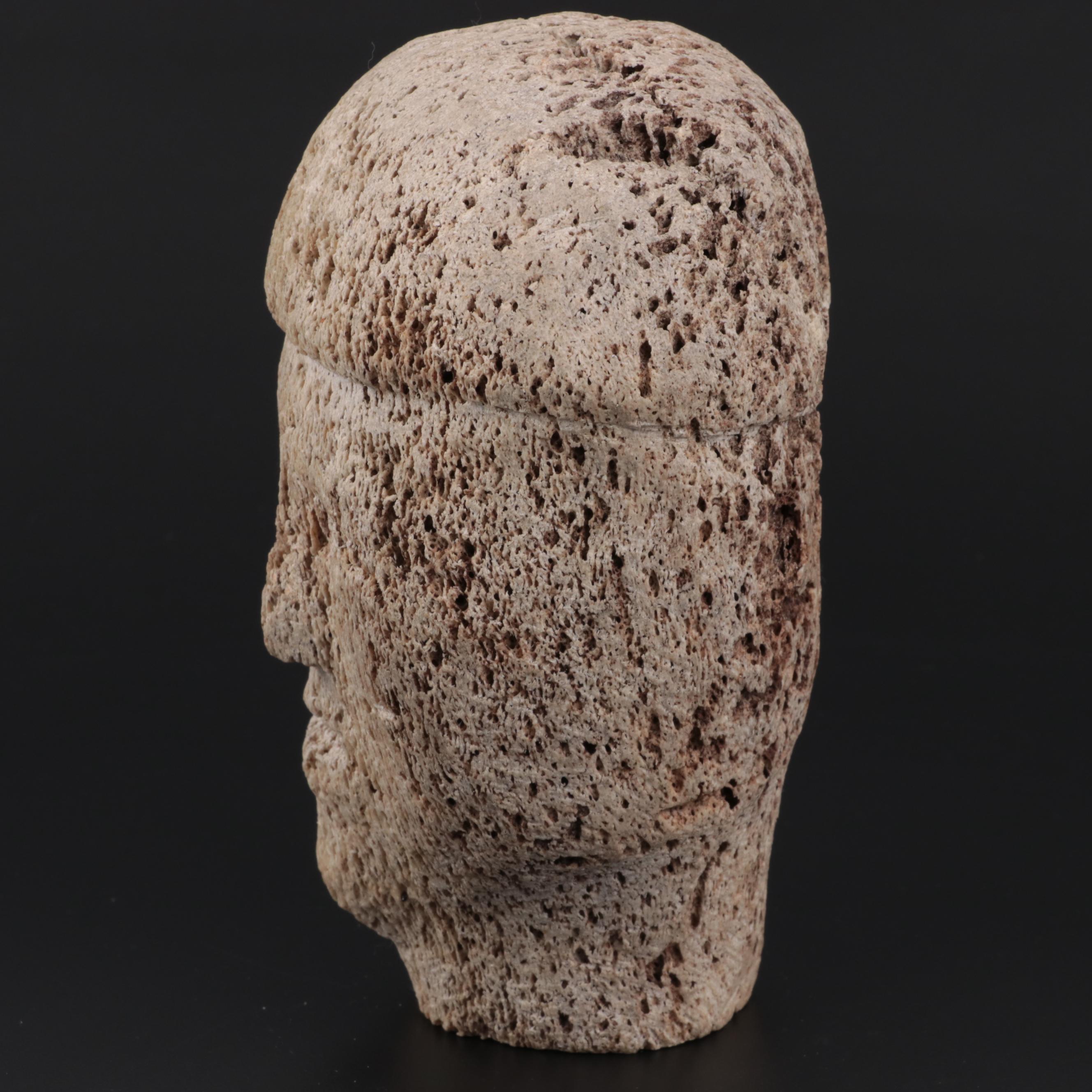 Inuit Carved Whale Bone Head Effigy