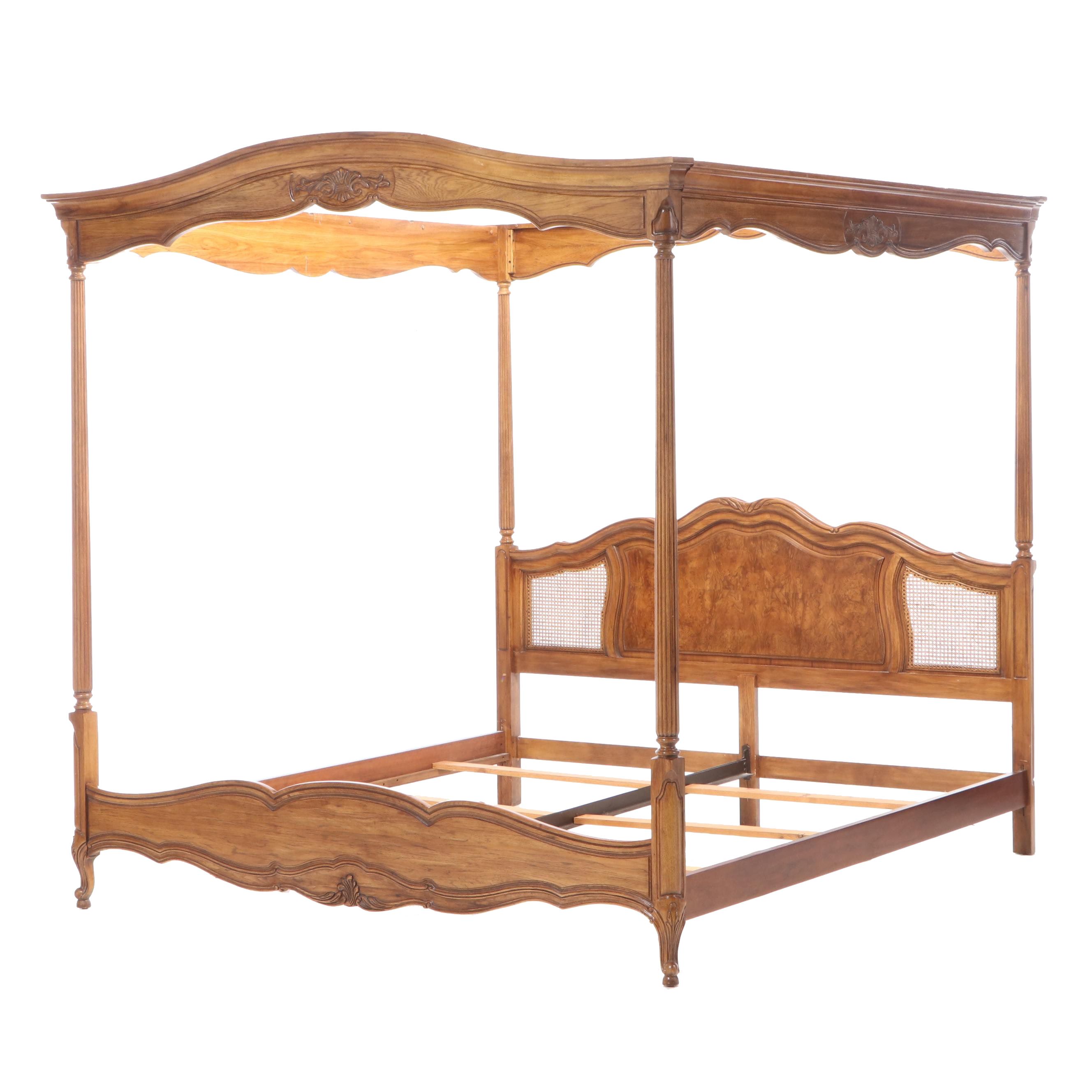 Thomasville French Provincial Walnut King Sized Canopy Bed Frame