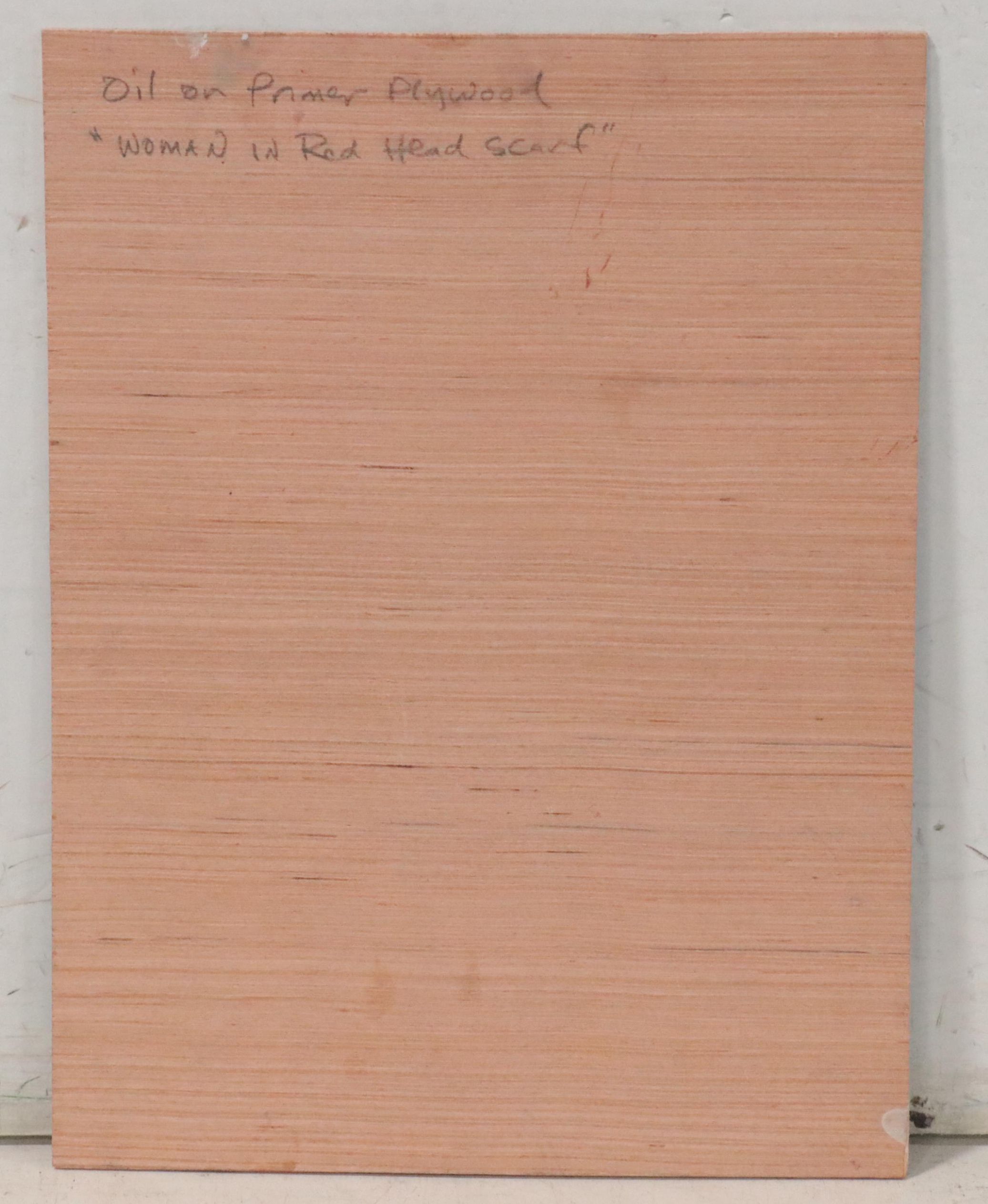 Raymond Zaplatar Portrait Oil Painting "Woman in Red Headscarf," 2015