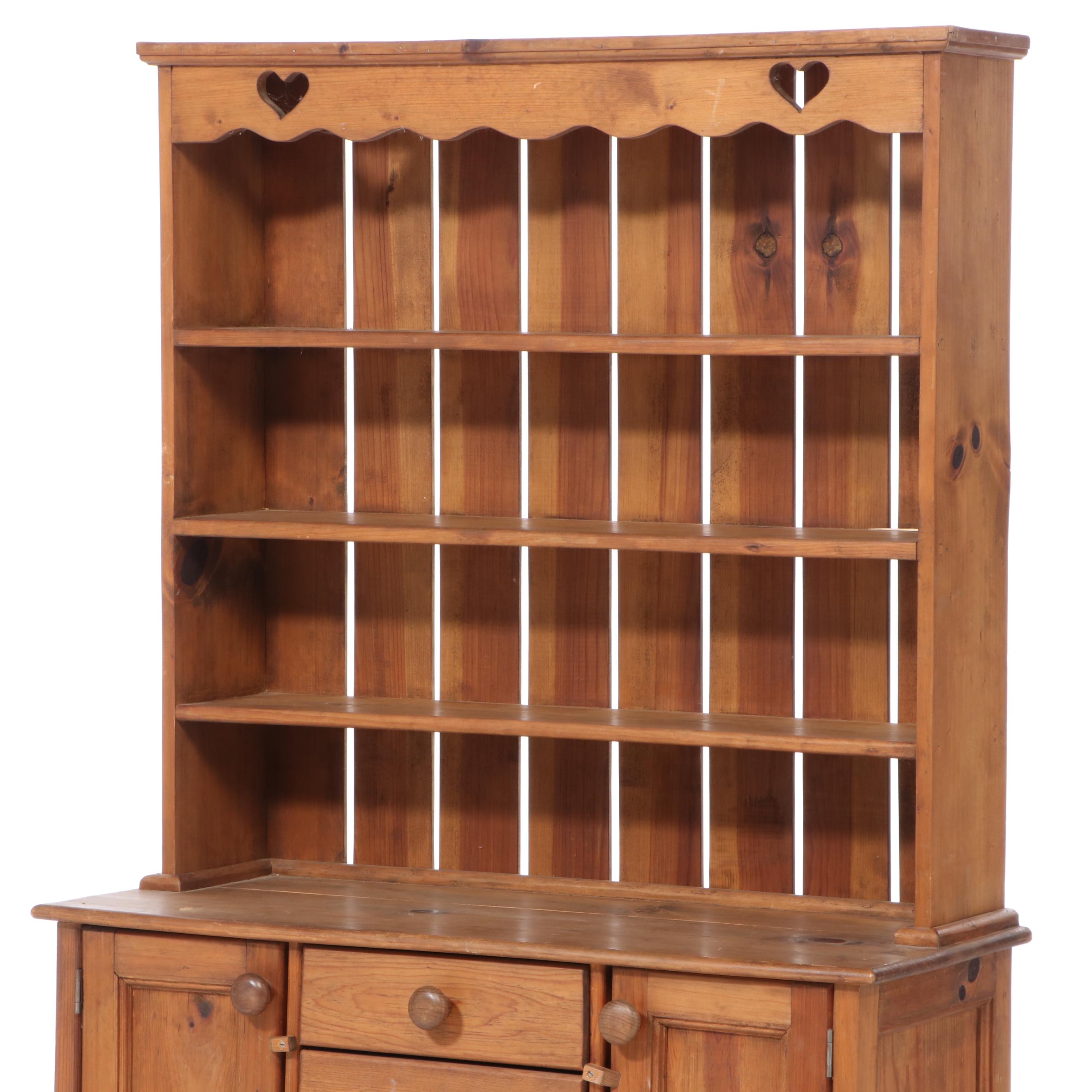 American Primitive Style Pine Two-Piece Cupboard, 20th Century