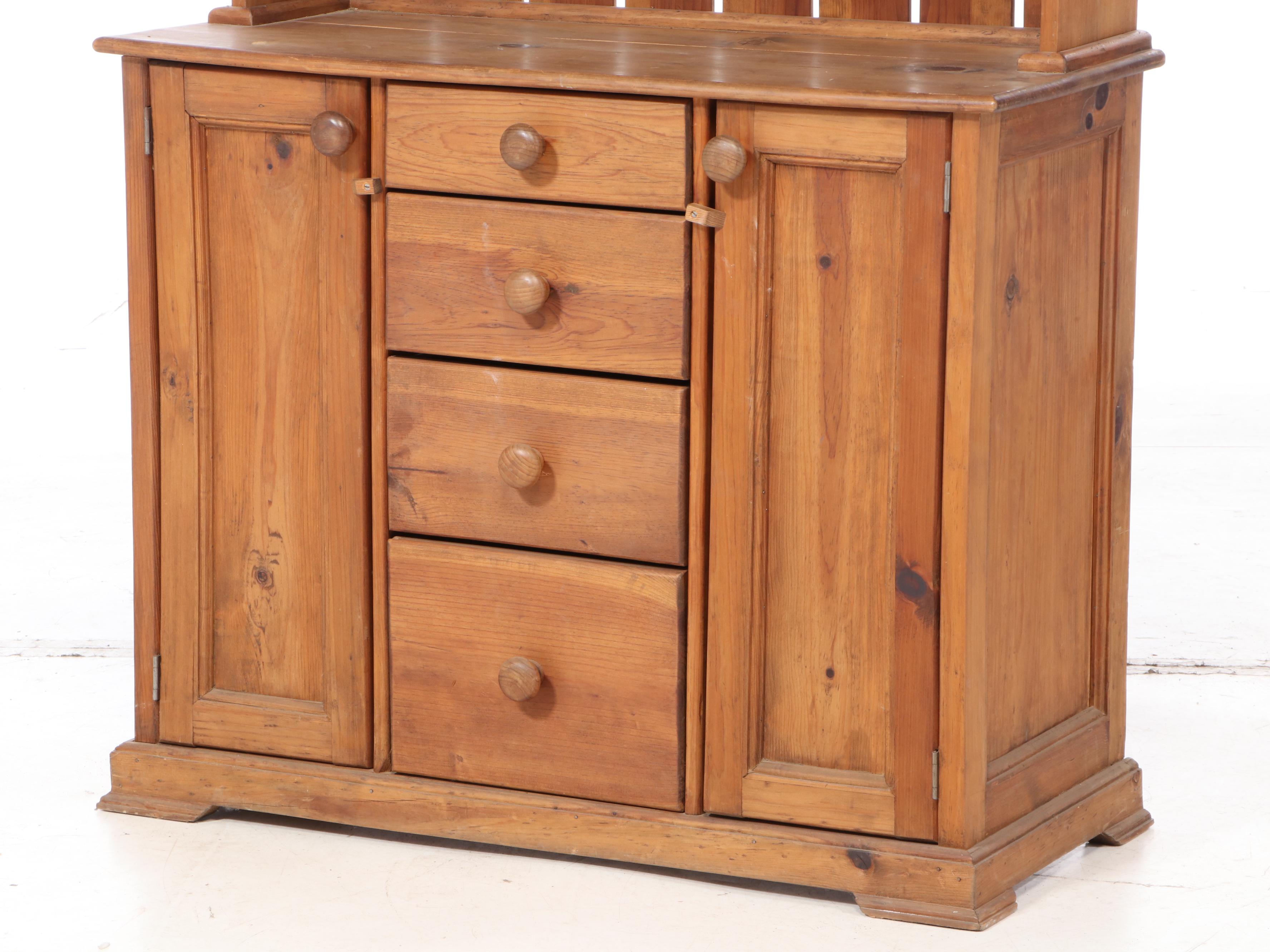 American Primitive Style Pine Two-Piece Cupboard, 20th Century