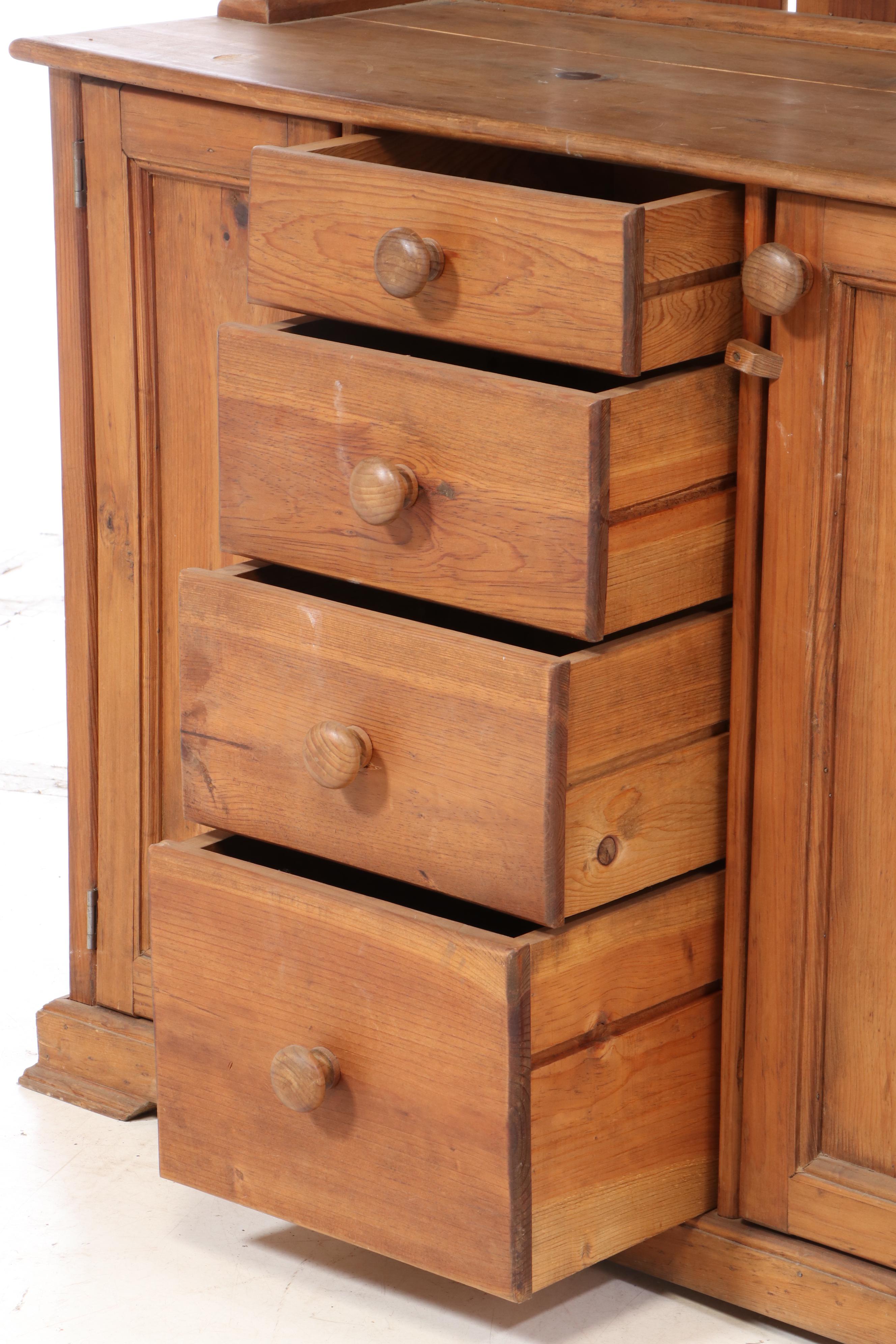 American Primitive Style Pine Two-Piece Cupboard, 20th Century