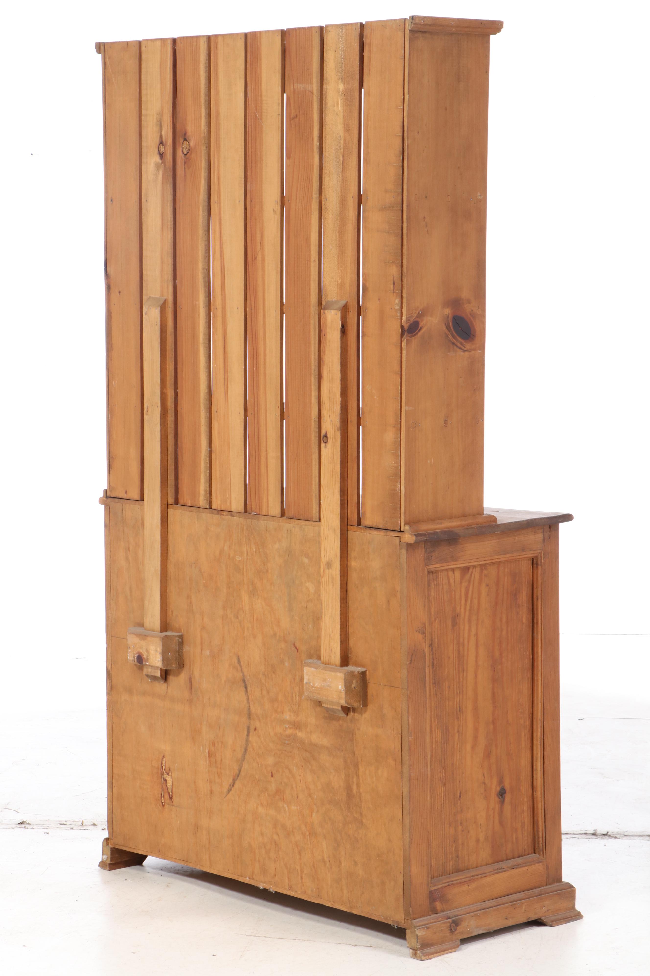 American Primitive Style Pine Two-Piece Cupboard, 20th Century
