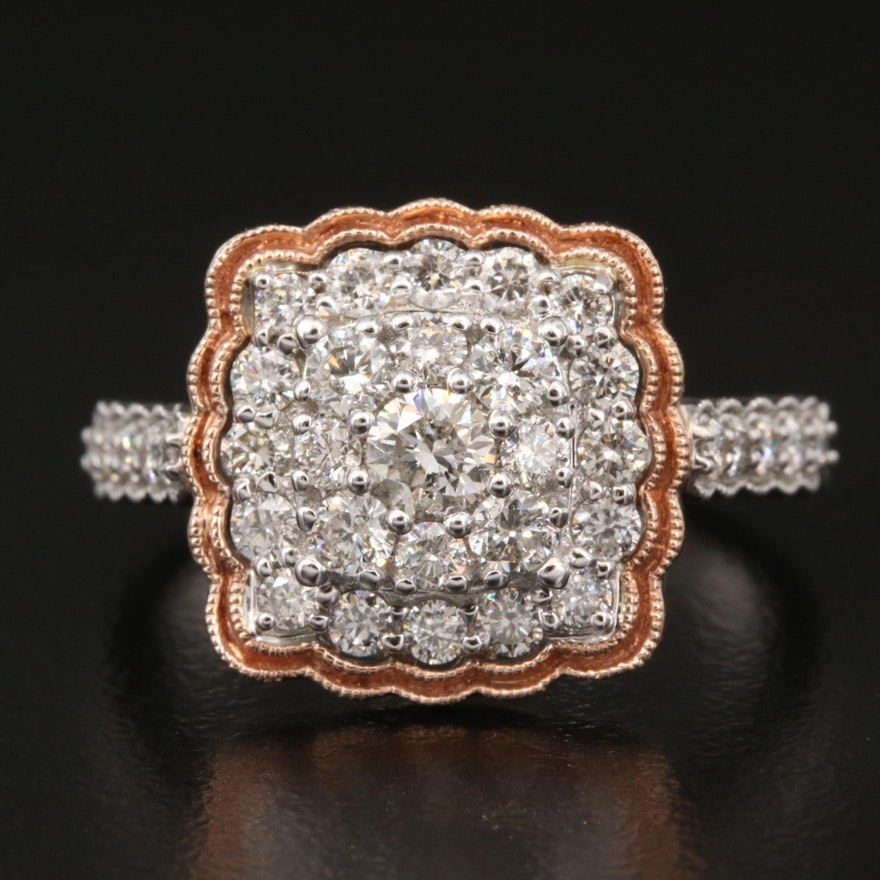 14K White and Rose Gold 1.01 CTW Diamond Ring