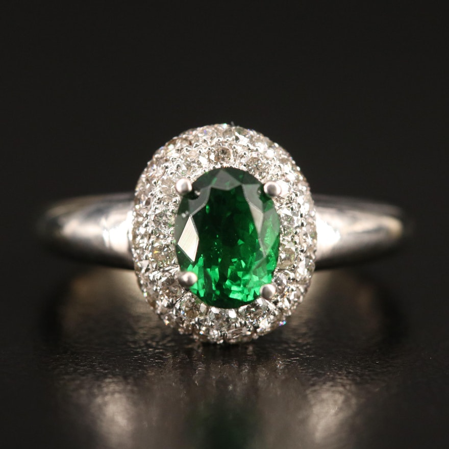 14K Tsavorite and Diamond Ring