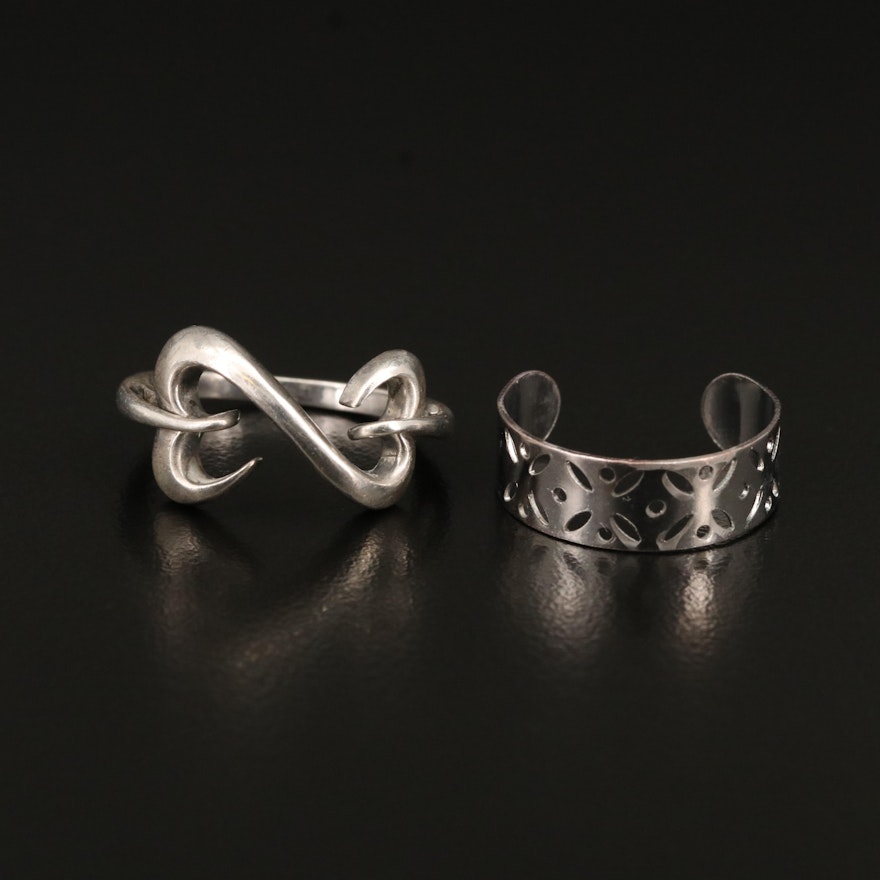 Sterling Open Heart Ring with Toe Ring