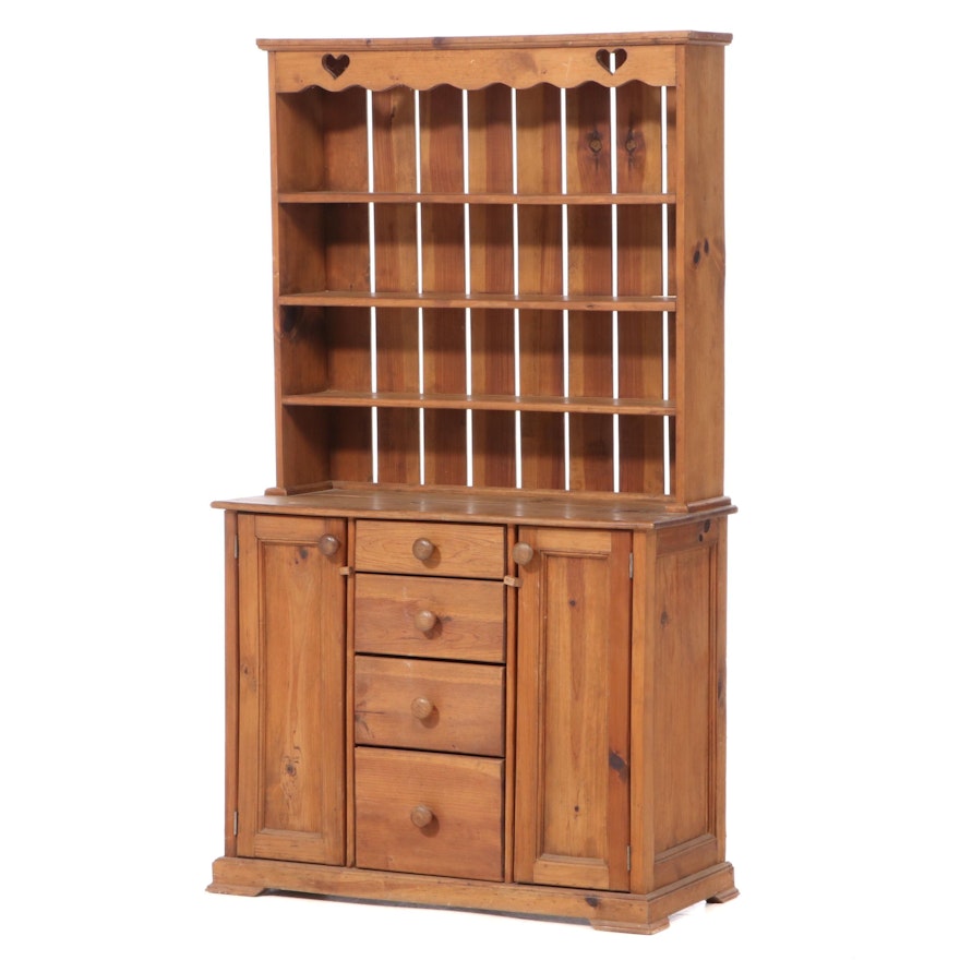 American Primitive Style Pine Two-Piece Cupboard, 20th Century