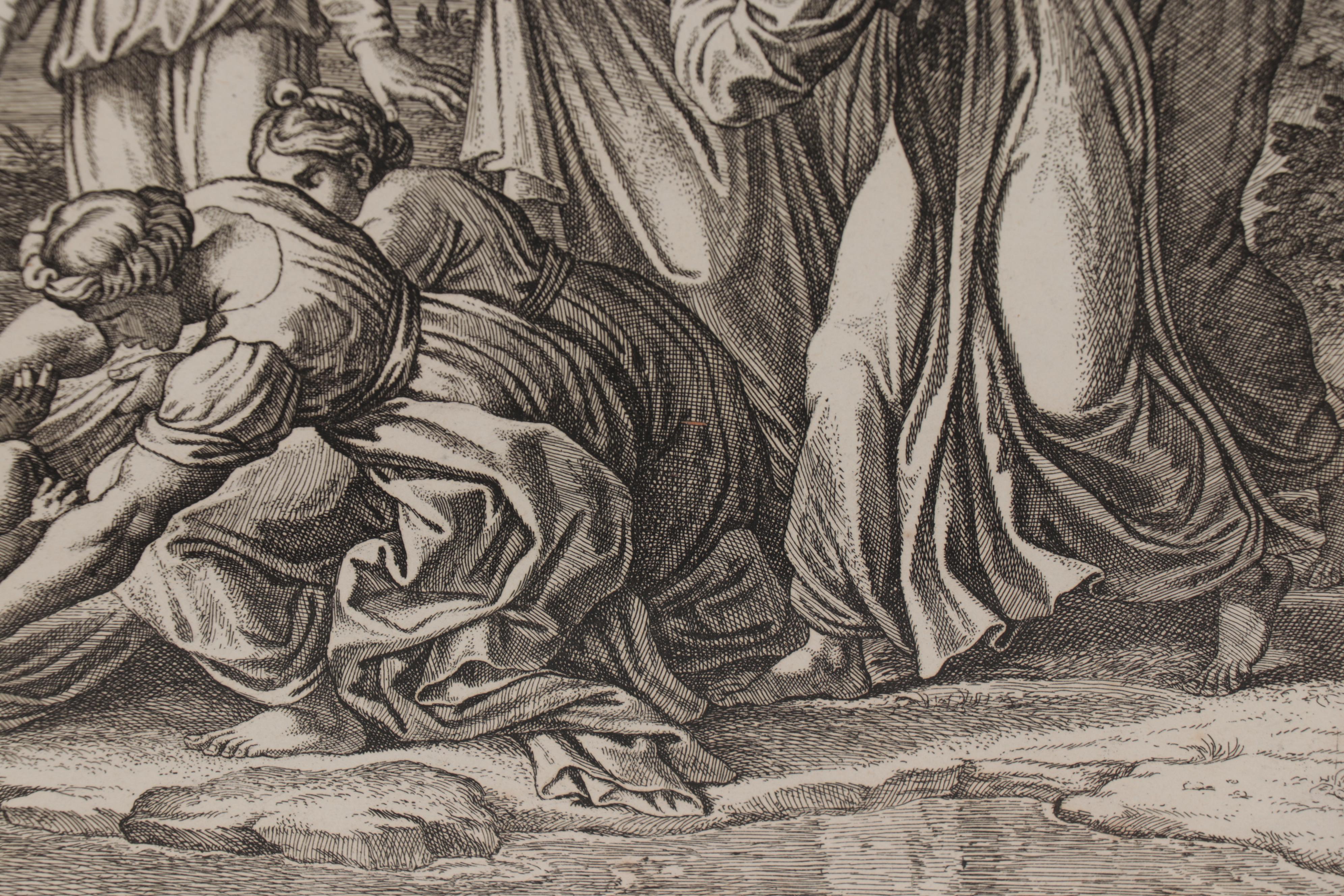 Engraving after Raphael Sanzio da Urbino "Moses Saved From the Water"