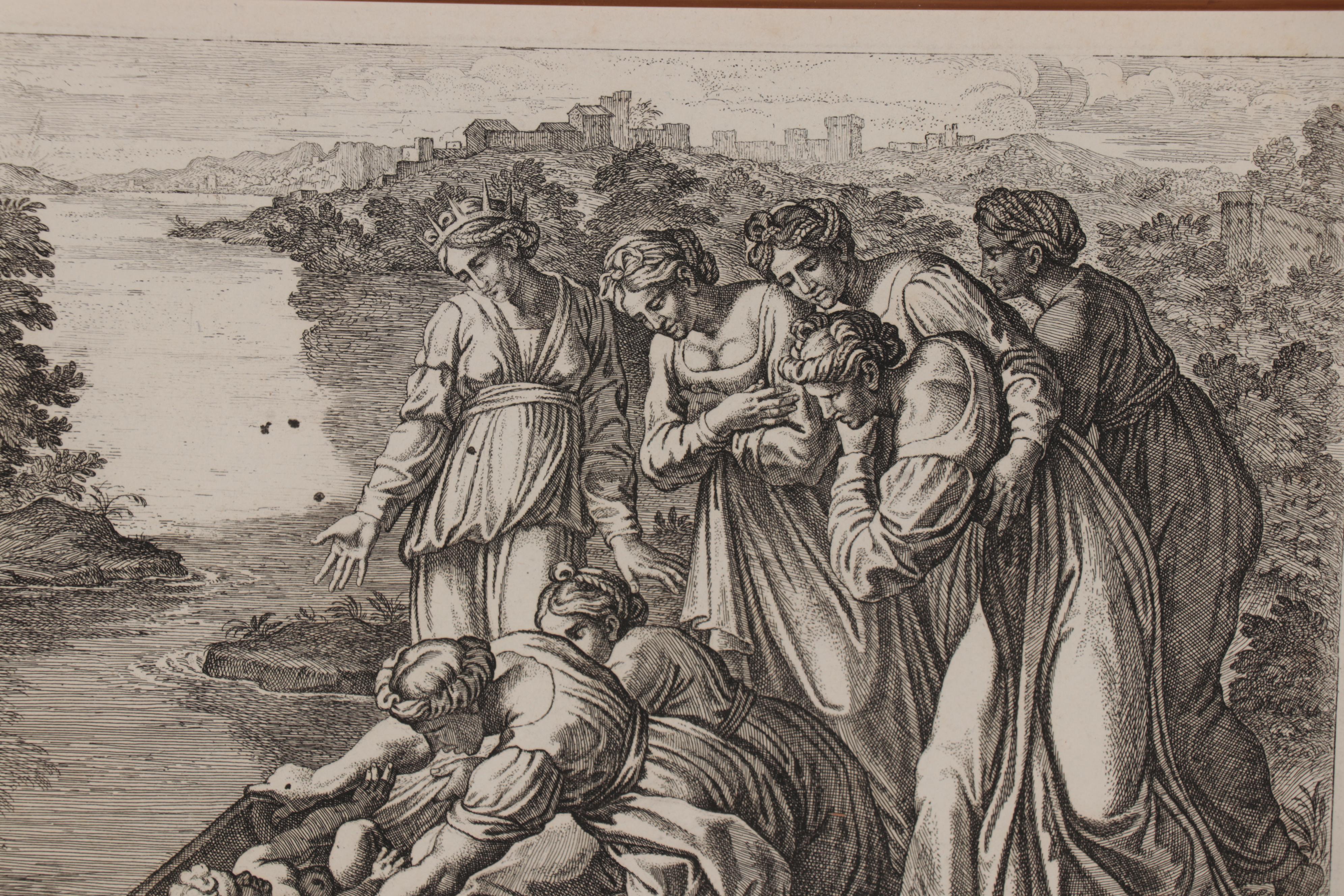 Engraving after Raphael Sanzio da Urbino "Moses Saved From the Water"