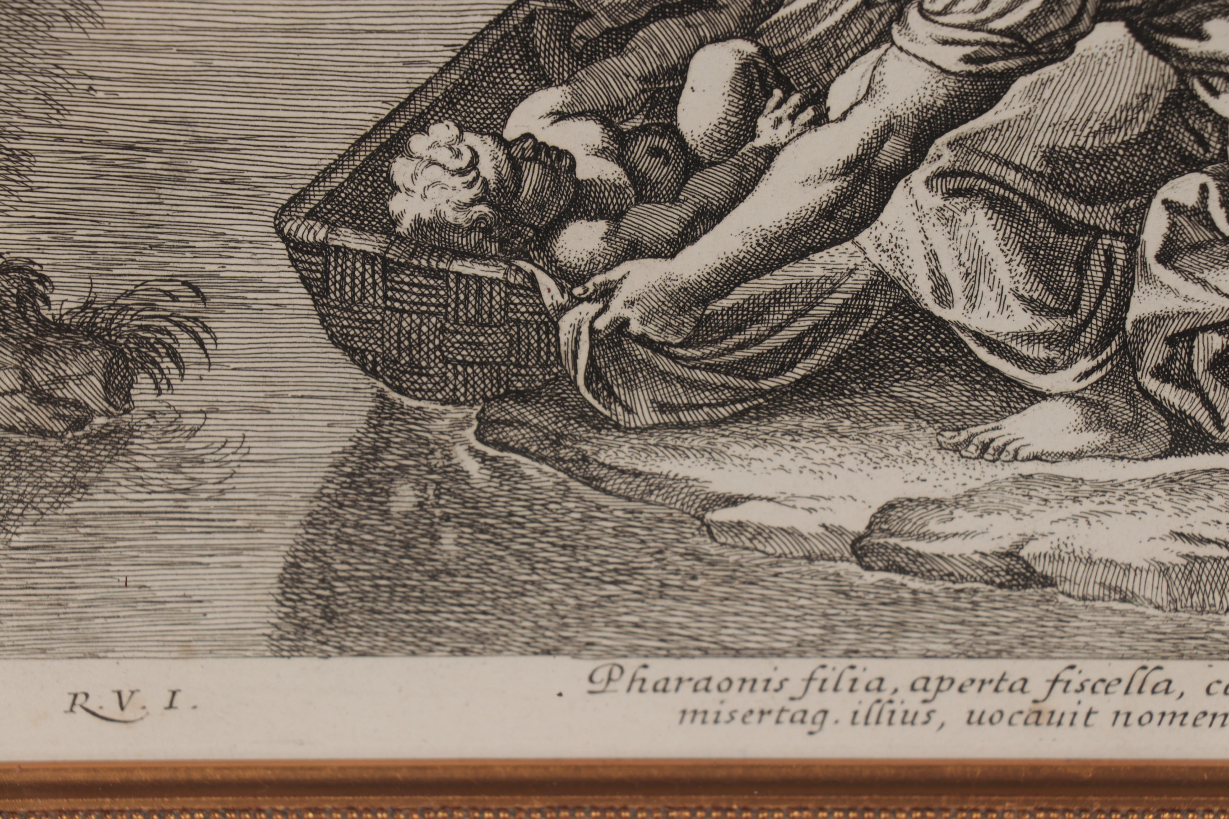 Engraving after Raphael Sanzio da Urbino "Moses Saved From the Water"