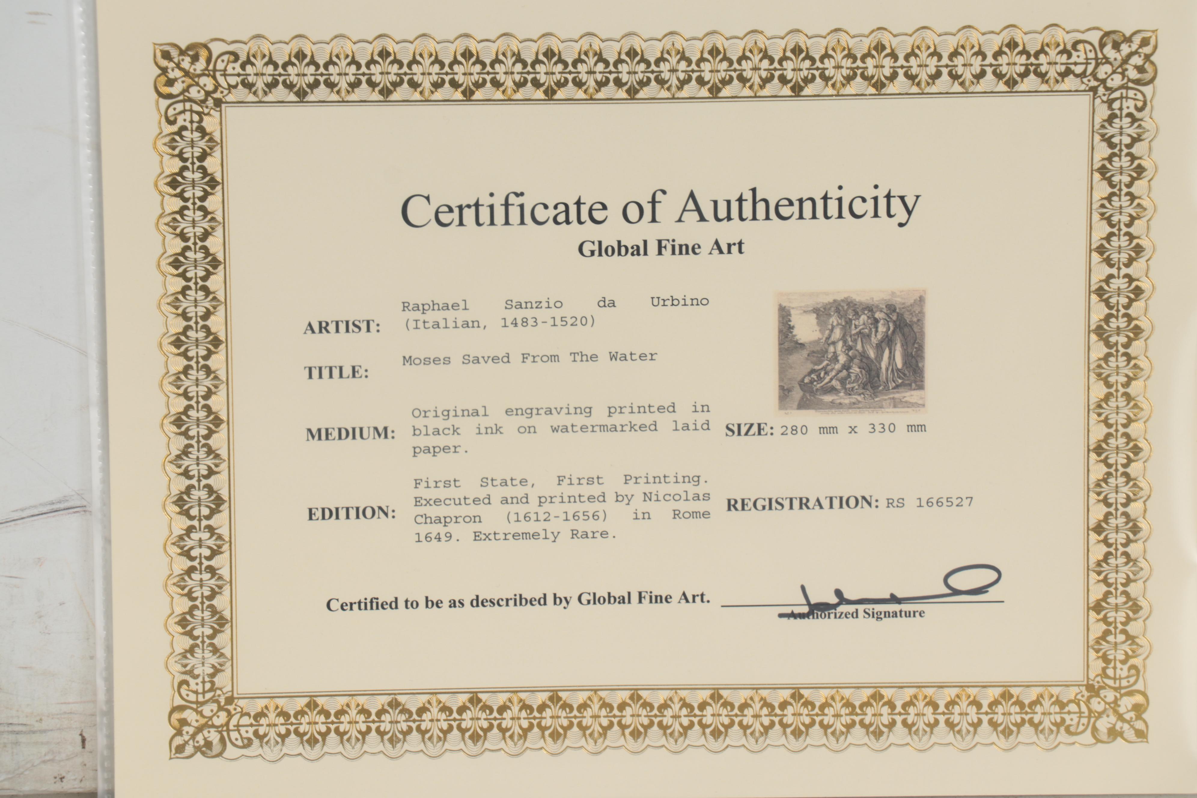 Engraving after Raphael Sanzio da Urbino "Moses Saved From the Water"