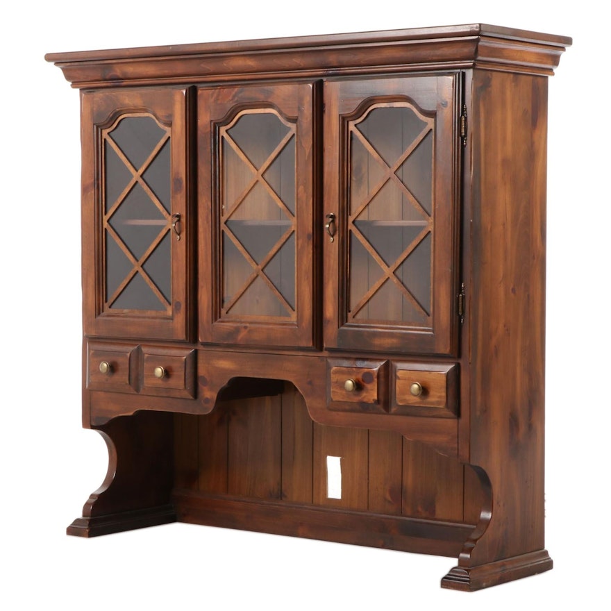 Farmhouse Style Stained Pine Hutch, Late 20th Century