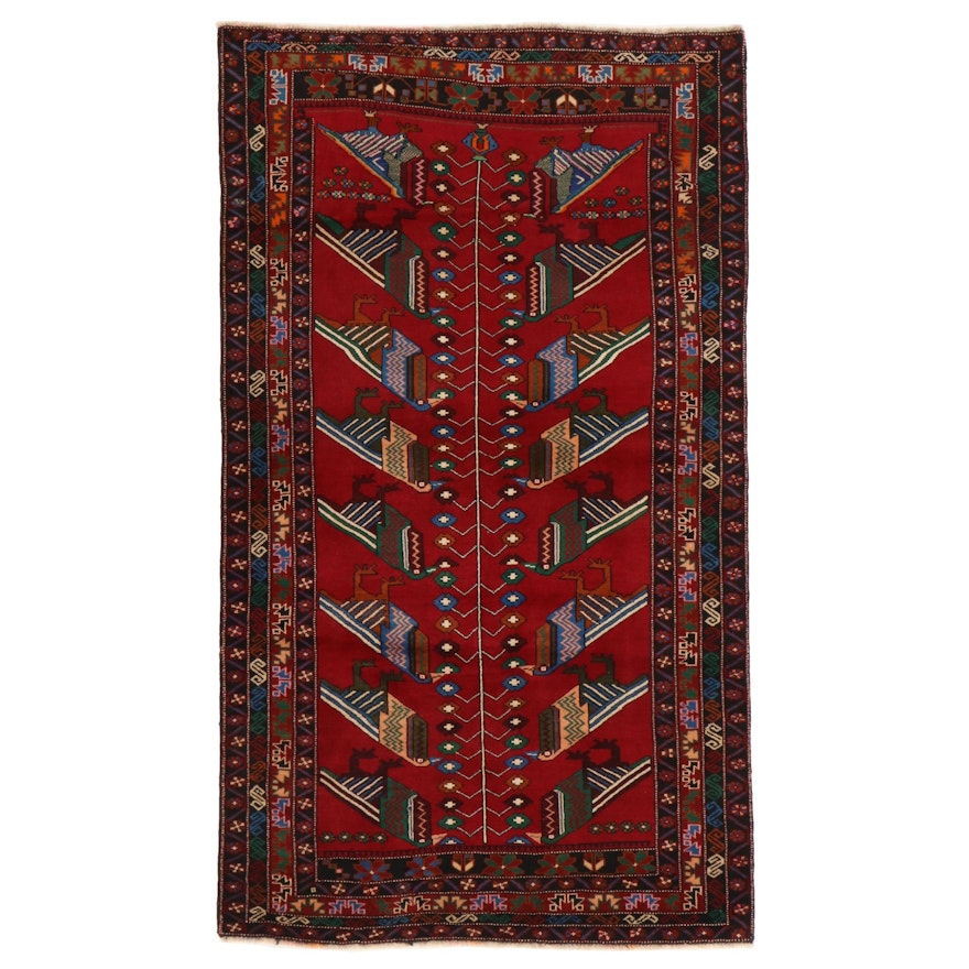 3'6 x 6'1 Hand-Knotted Afghan Baluch Pictorial Area Rug