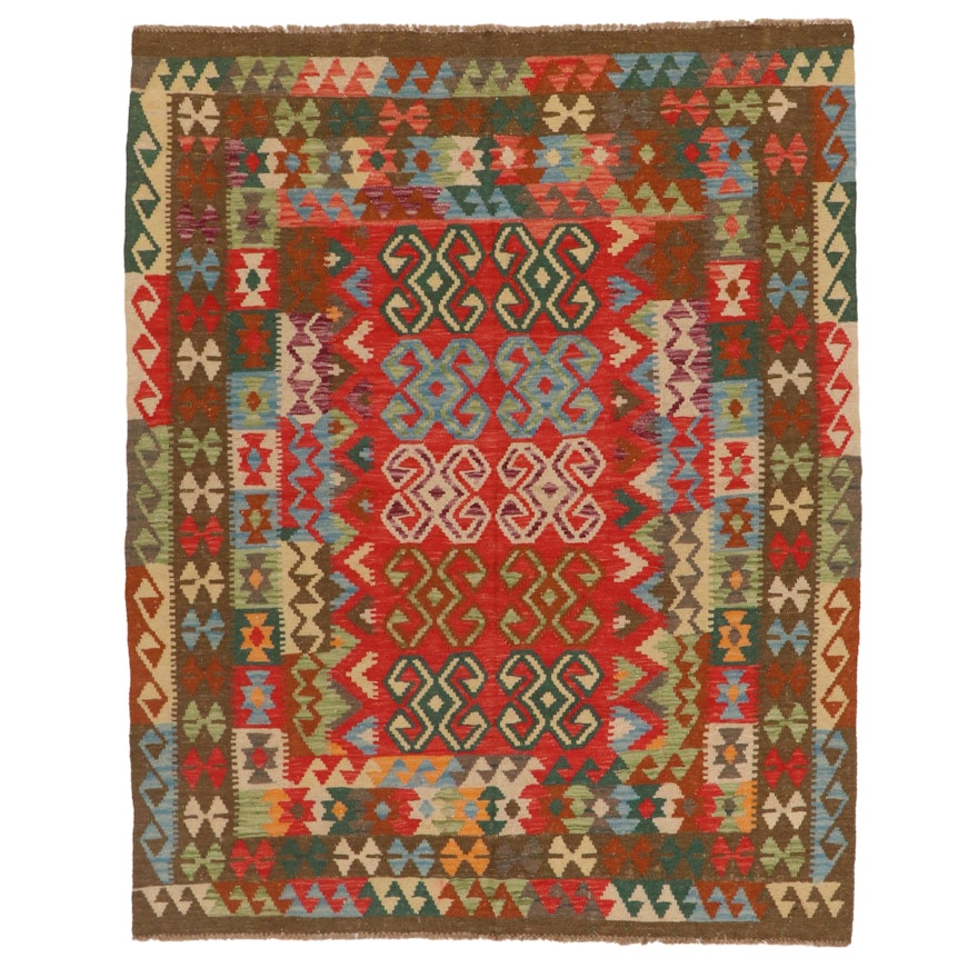 5'3 x 6'4 Handwoven Afghan Kilim Wool Area Rug