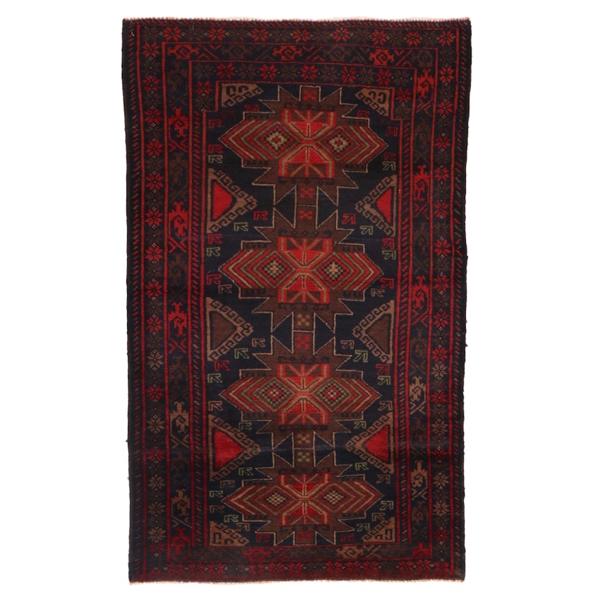 3'3 x 5'4  Hand-Knotted Afghan Baluch Wool Area Rug