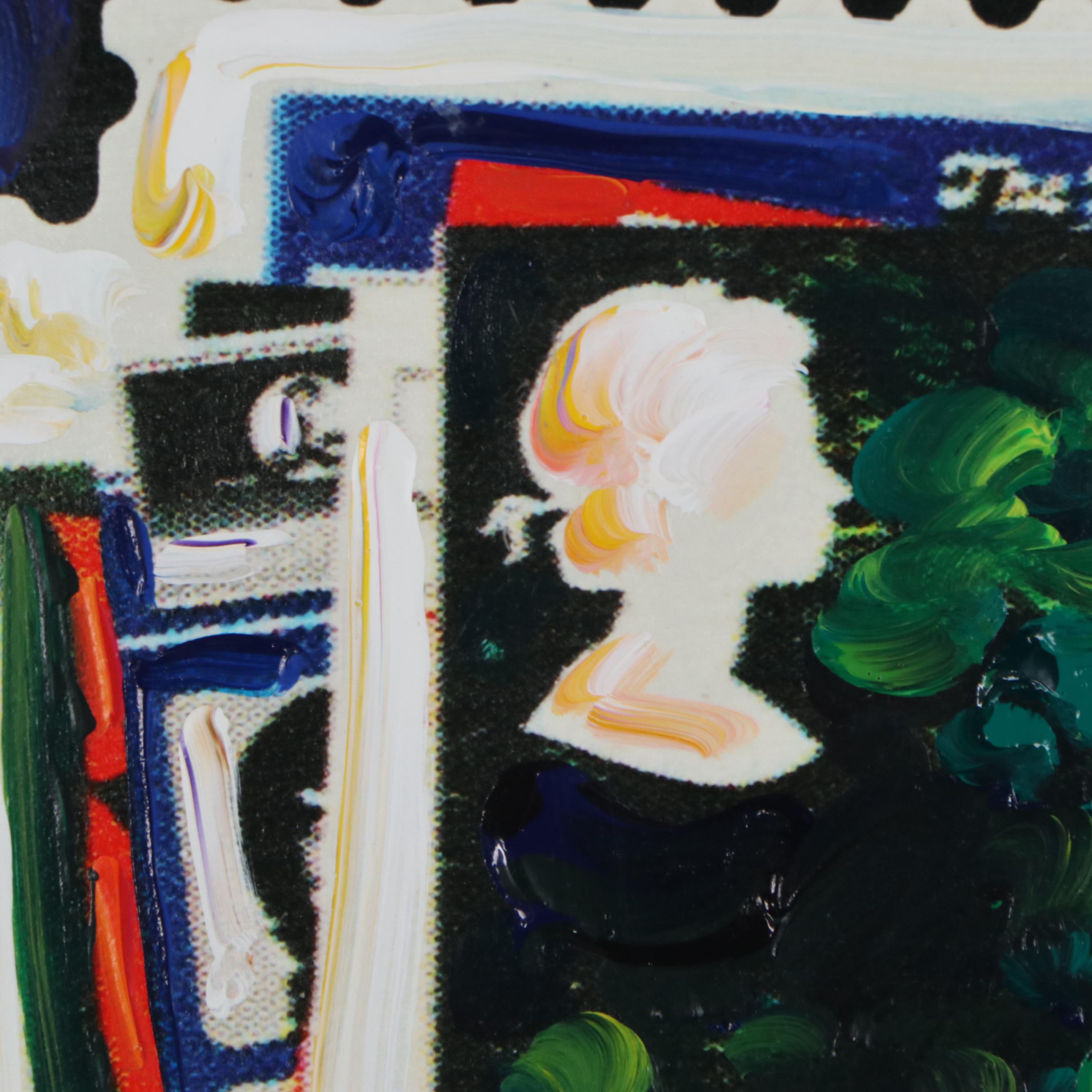 Peter Max Mixed Media Painting "British Stamp Ver. I," Late 20th Century