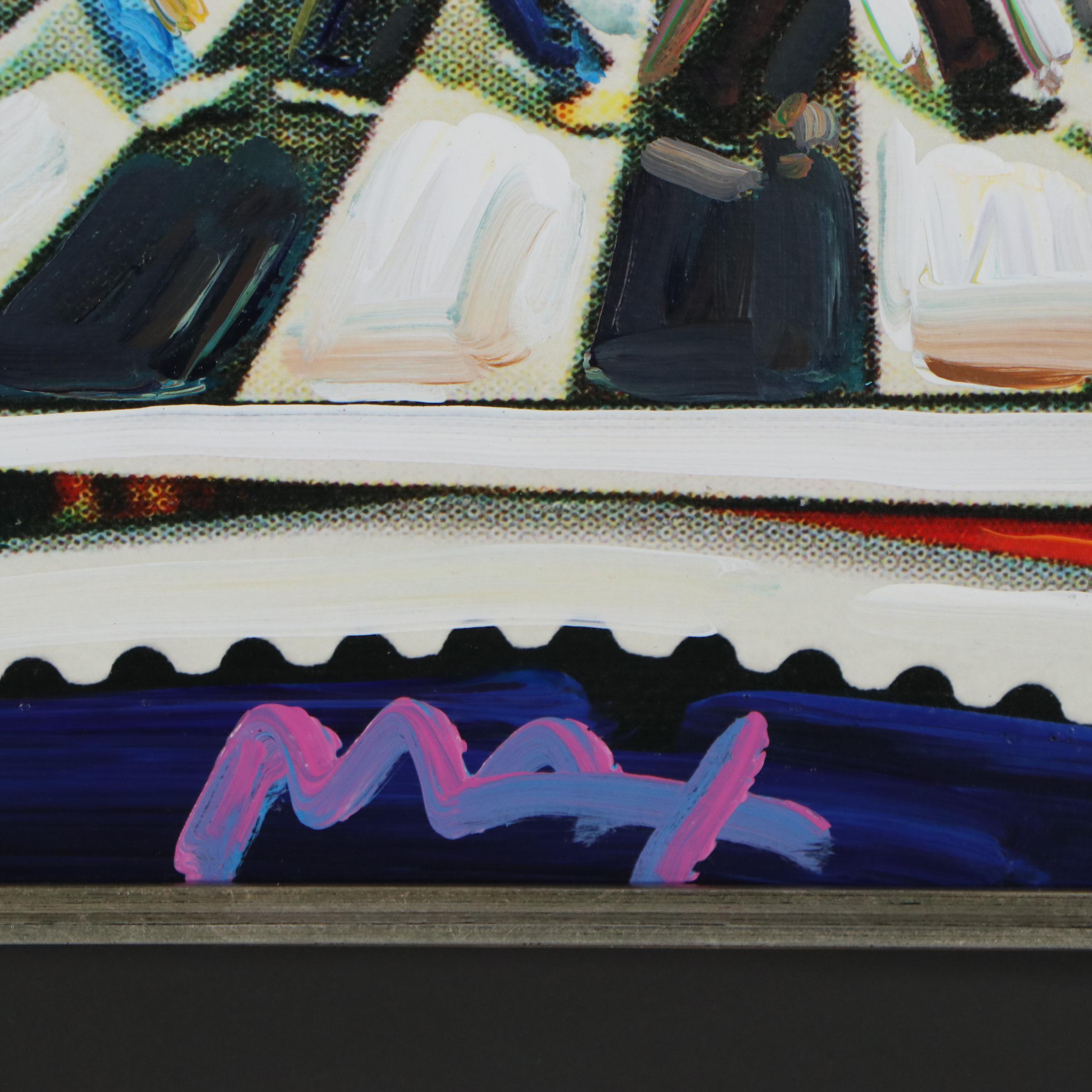 Peter Max Mixed Media Painting "British Stamp Ver. I," Late 20th Century