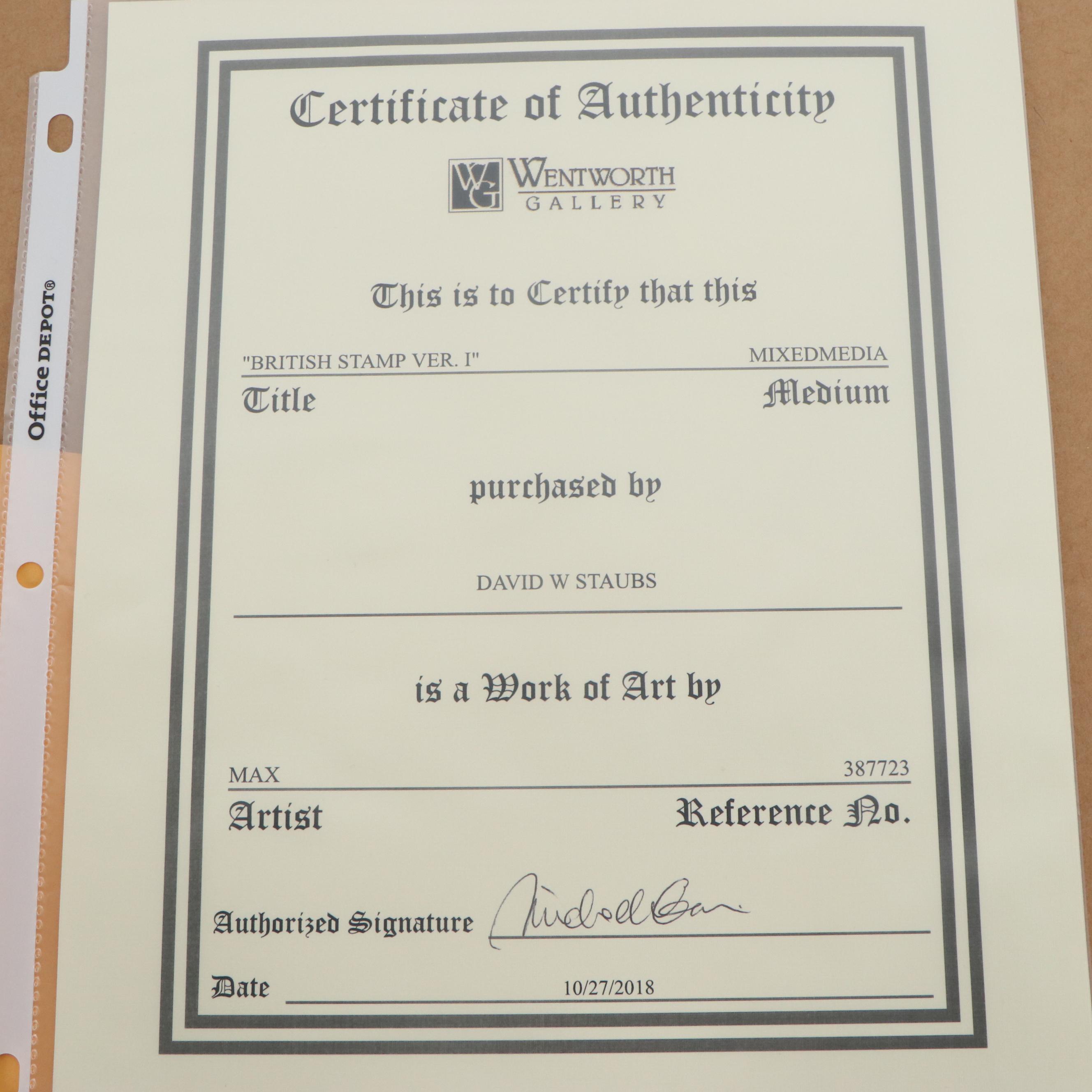 Peter Max Mixed Media Painting "British Stamp Ver. I," Late 20th Century