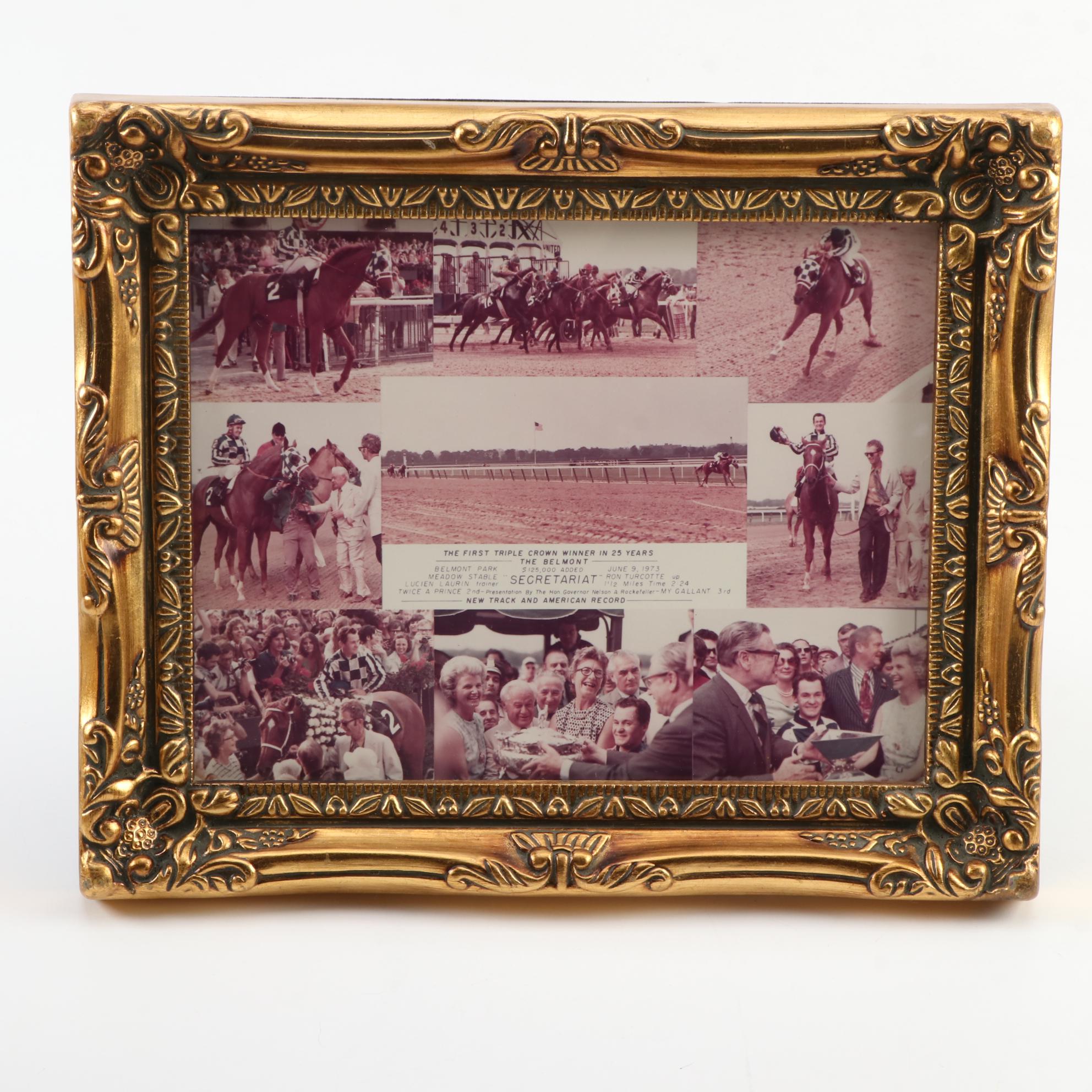 Secretariat Winners Circle & Race Photos of The Belmont Stakes, Turcotte Signed