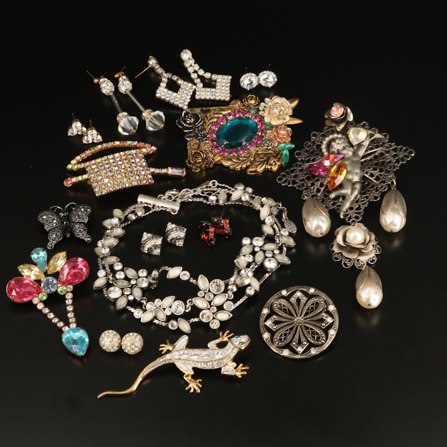 Rhinestone Jewelry Including Pilgrim Danish Designs