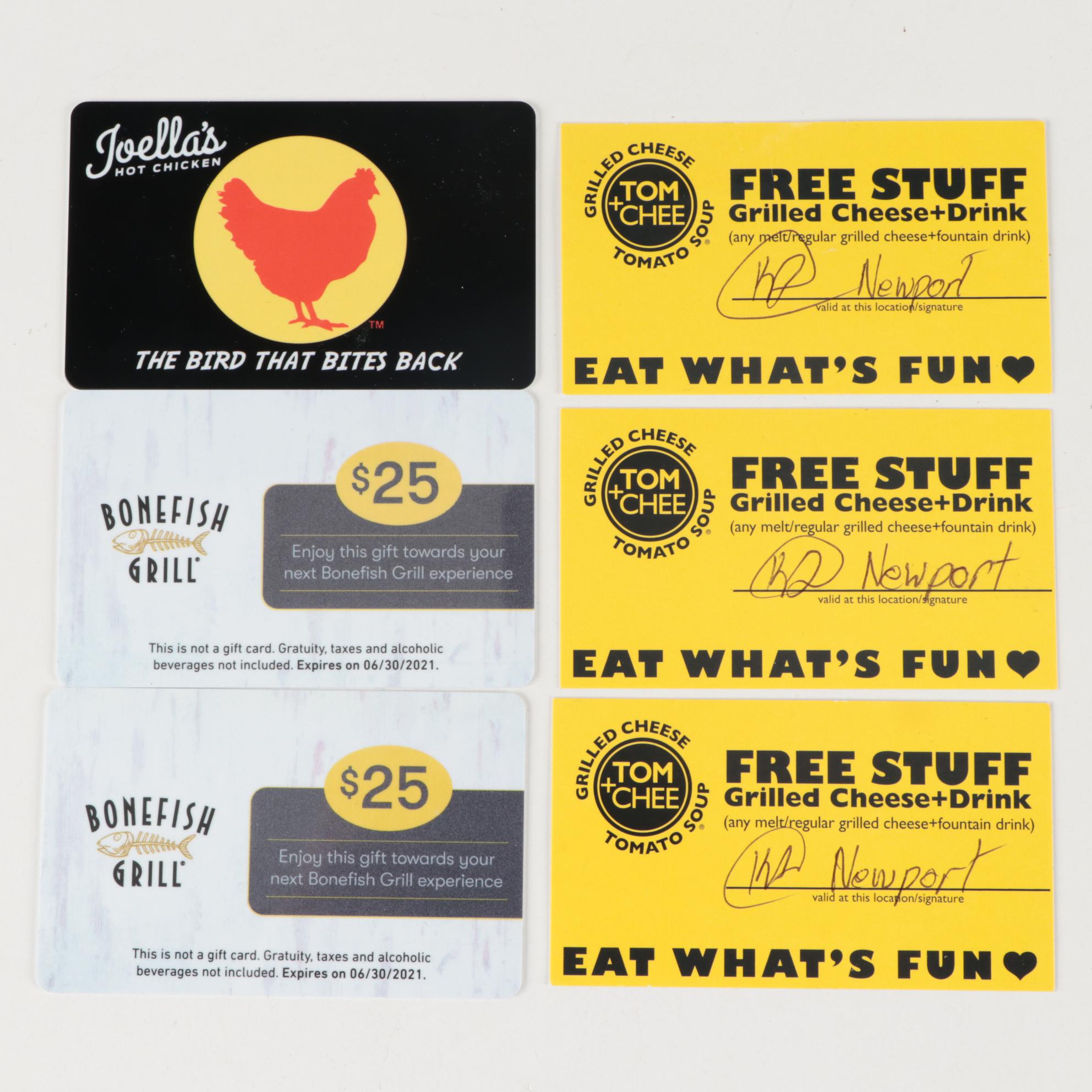 Joella's, Bonefish Grill, Yard House and Other Dining Gift Certificates