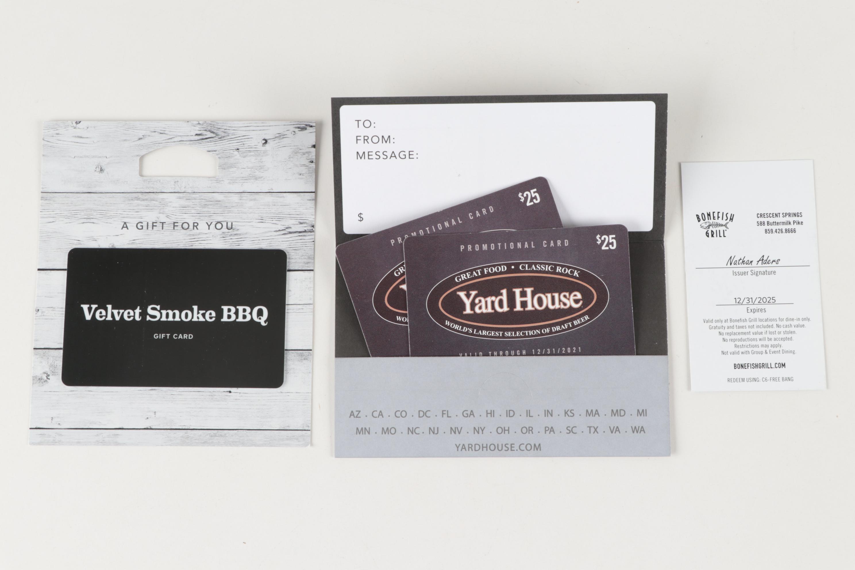 Joella's, Bonefish Grill, Yard House and Other Dining Gift Certificates