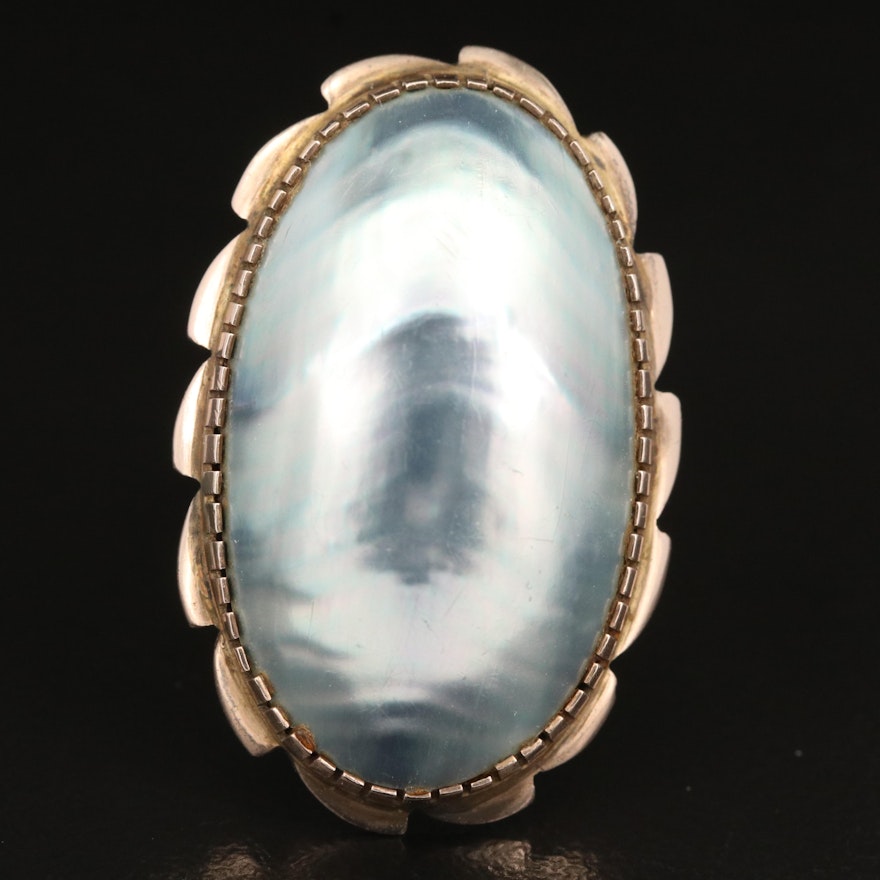 Vintage 9K Mabé Pearl Ring