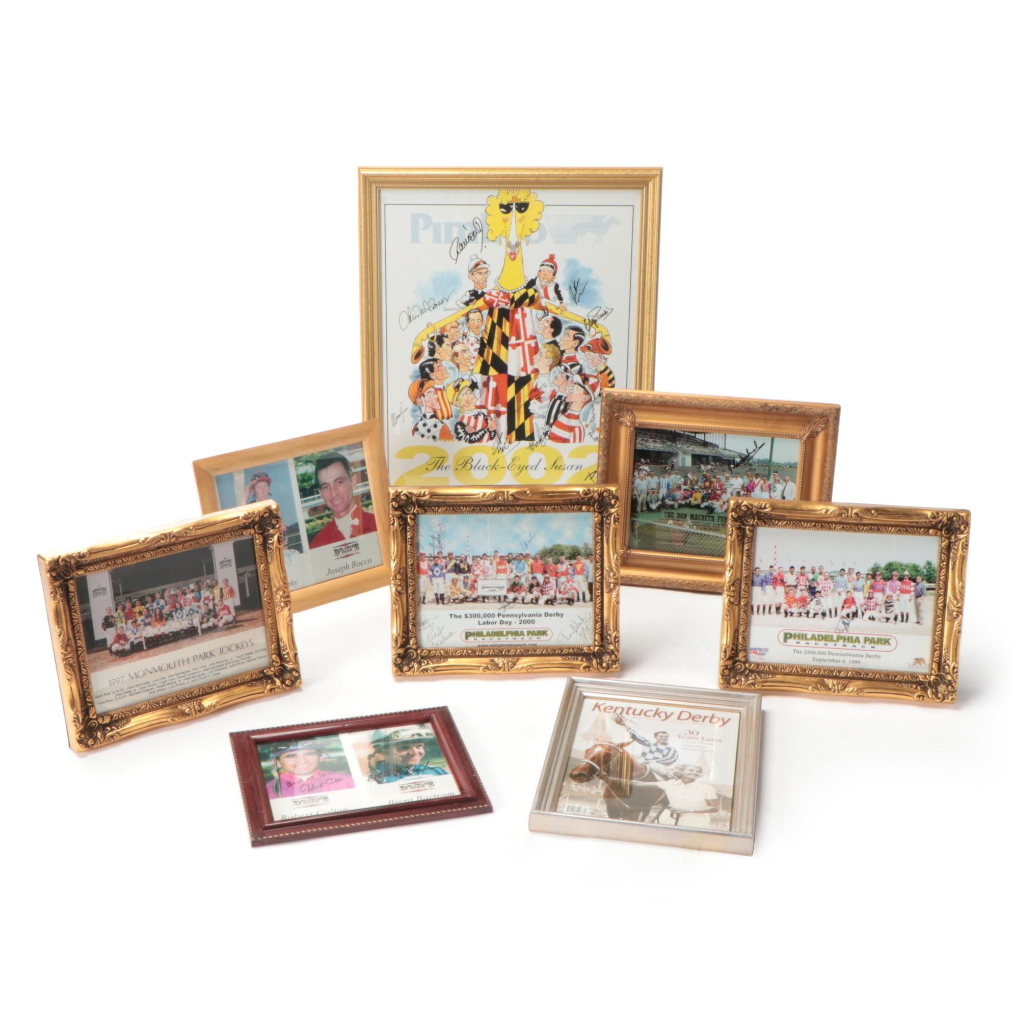 Secretariat Derby Magazine, HOF Jockeys Signed Framed Pimlico Poster, More