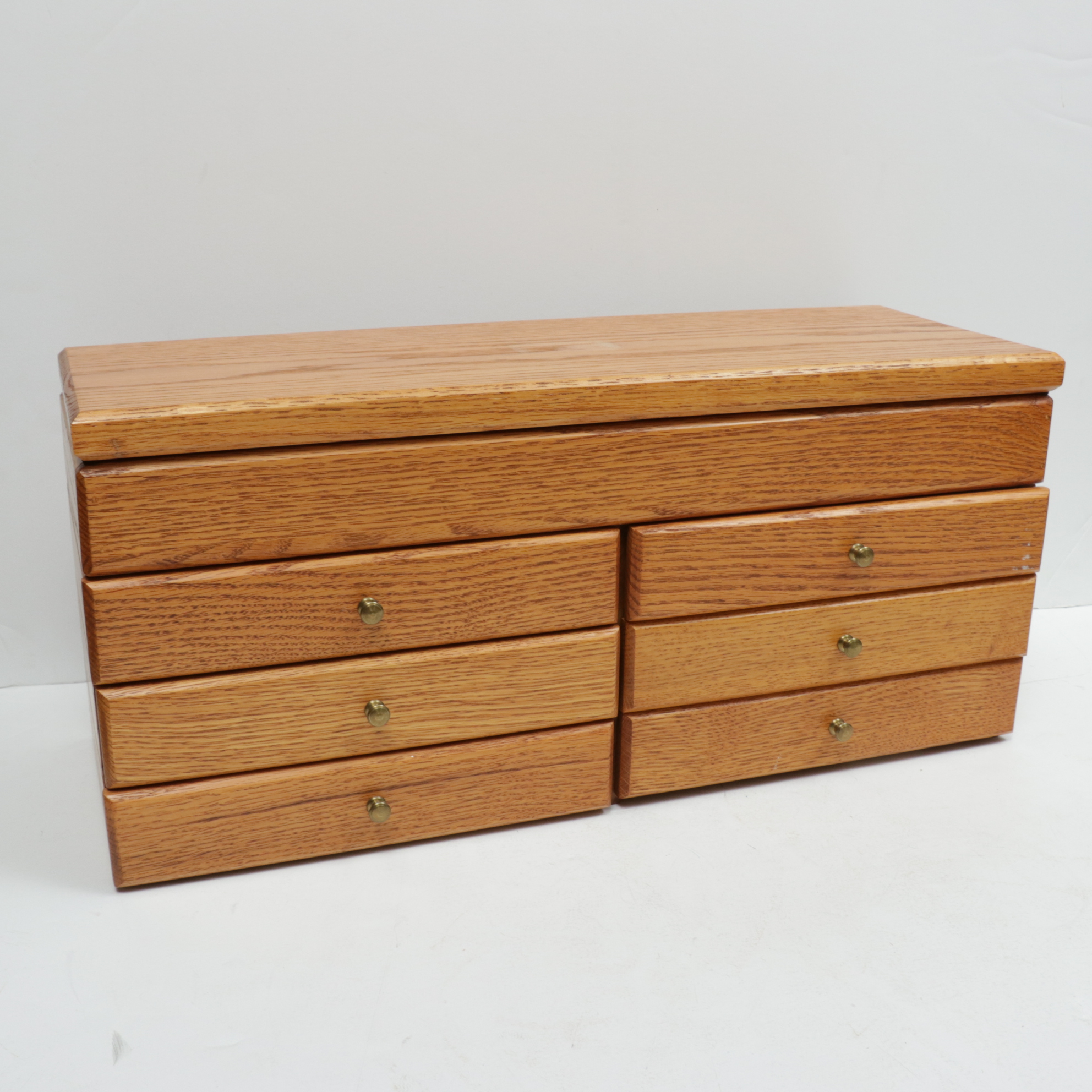 Oak Jewelry Box and Chest, Late 20th Century