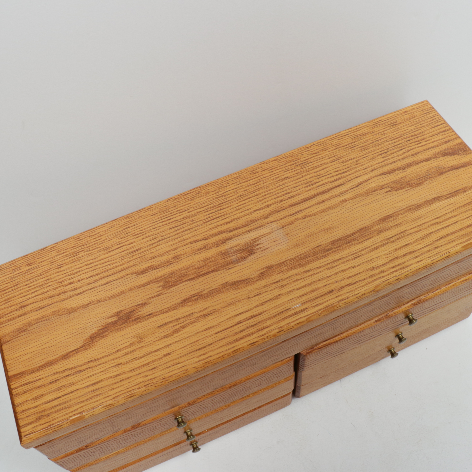 Oak Jewelry Box and Chest, Late 20th Century