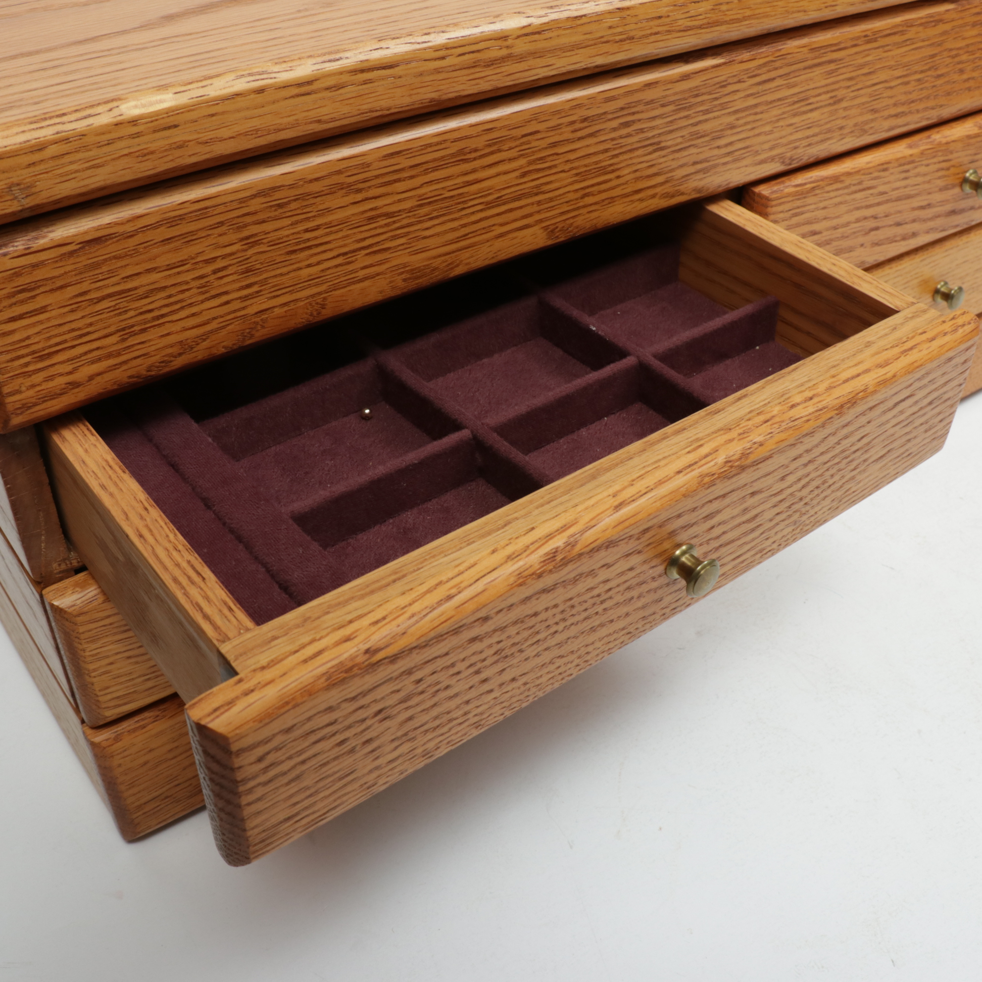 Oak Jewelry Box and Chest, Late 20th Century