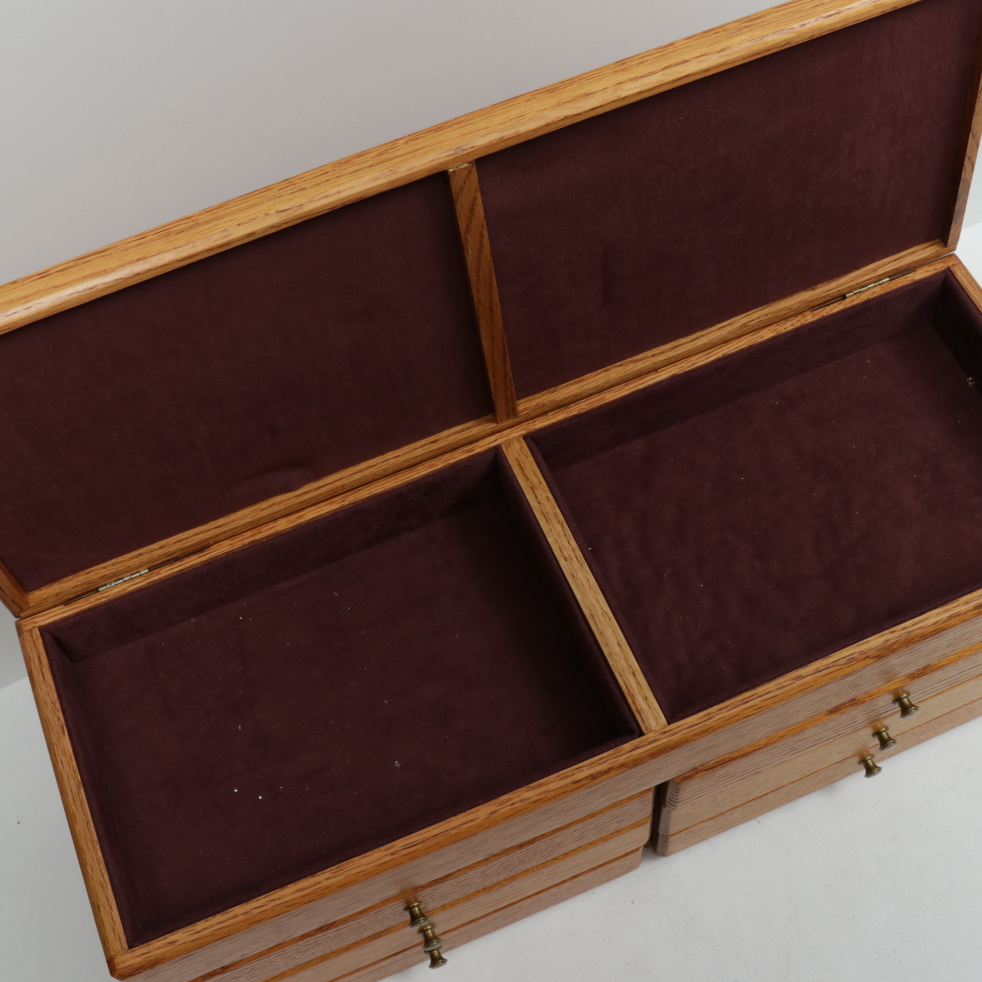 Oak Jewelry Box and Chest, Late 20th Century