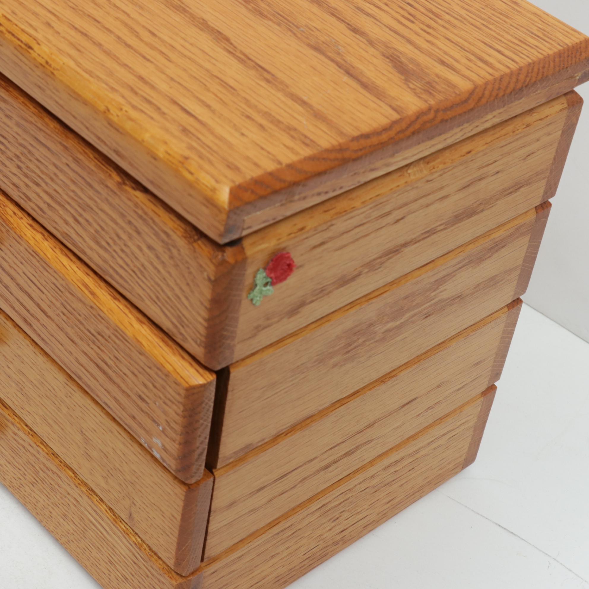 Oak Jewelry Box and Chest, Late 20th Century