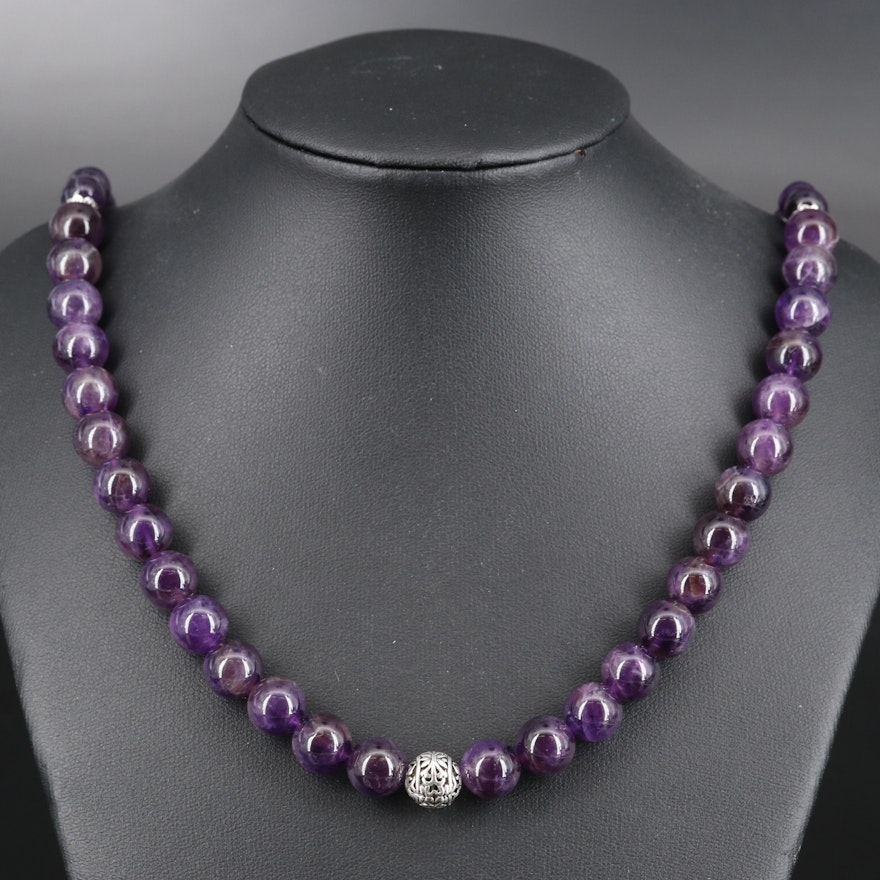Sterling Graduated Amethyst Necklace