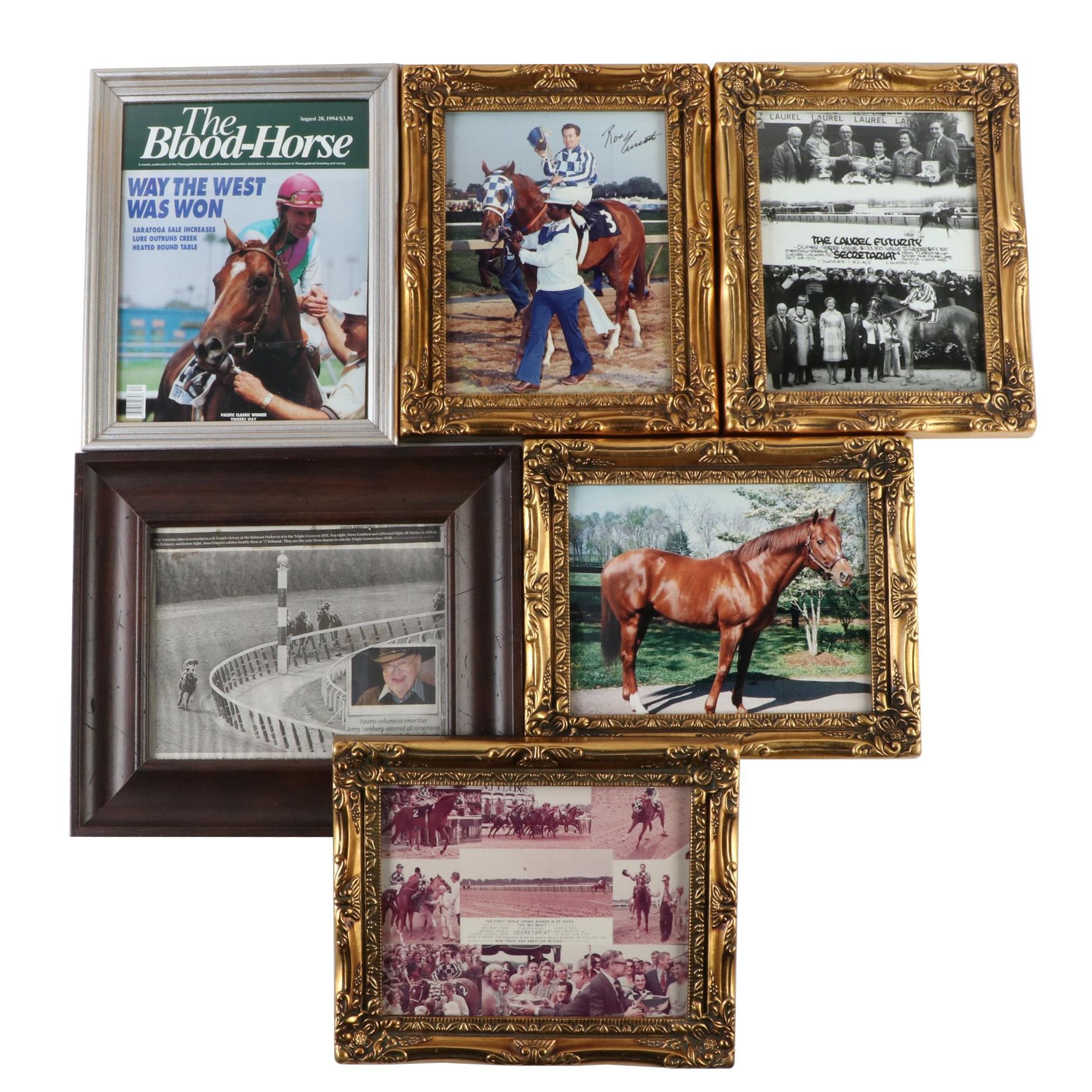 Secretariat Winners Circle & Race Photos of The Belmont Stakes, Turcotte Signed