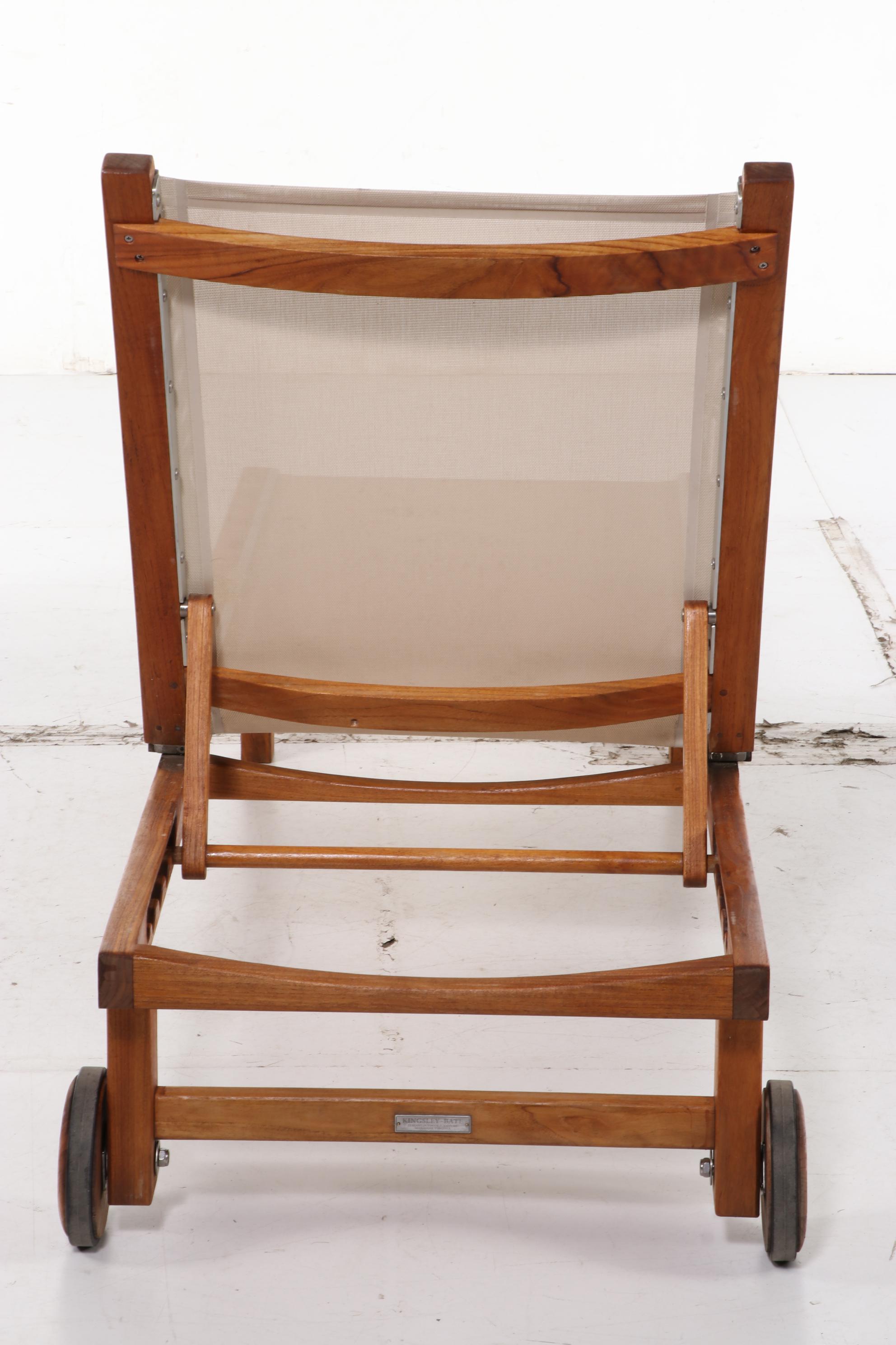 Kingsley Bate "St. Tropez" Contemporary Teak Patio Chaise Lounges