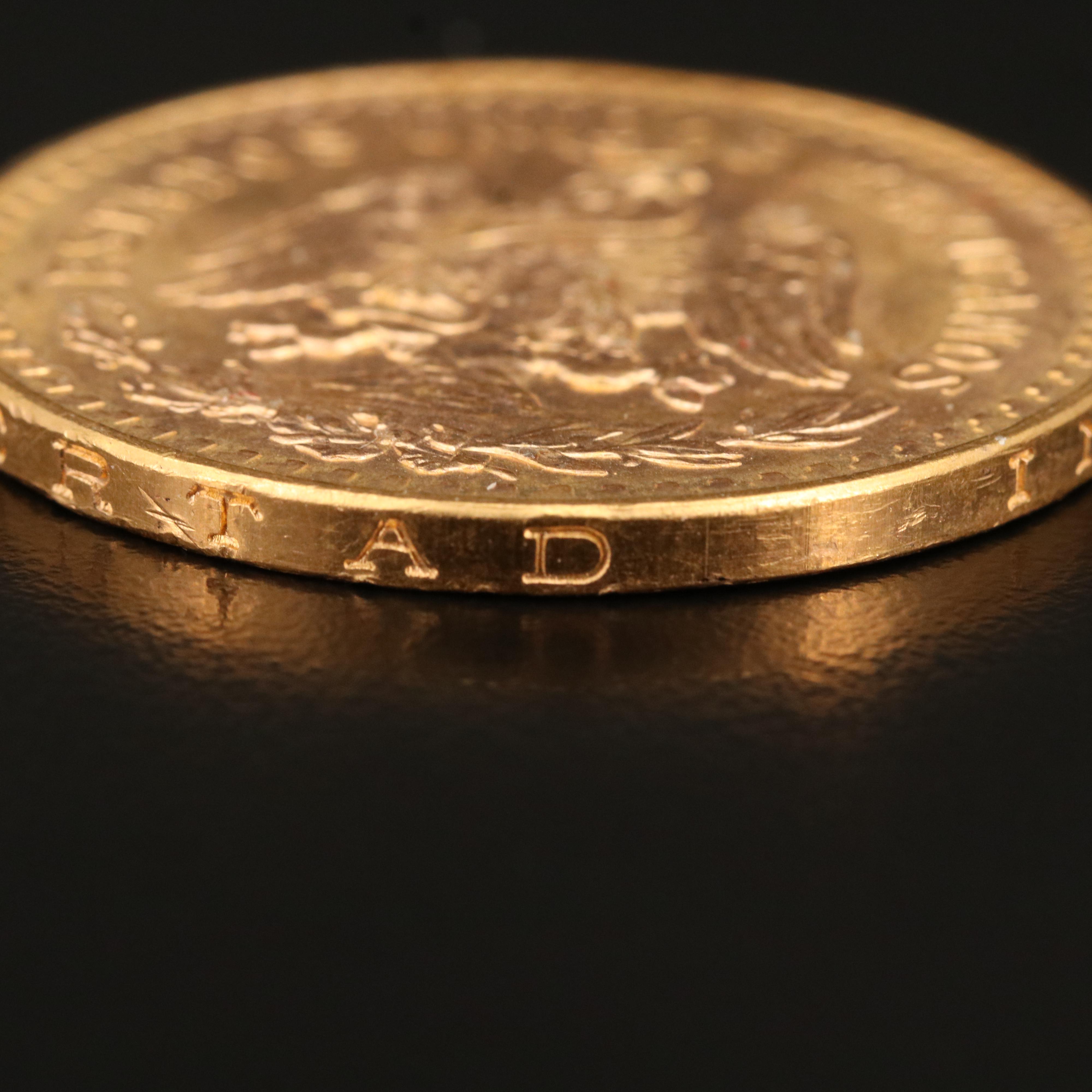 1947 Gold Mexican Centenario 50 Peso Coin