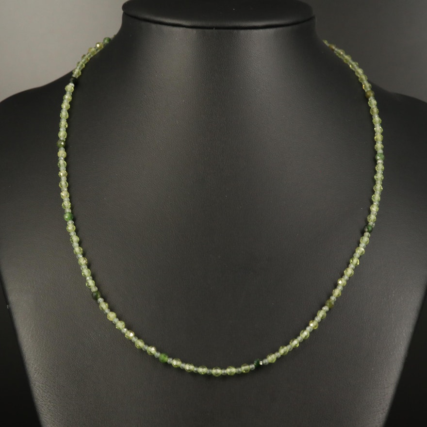 Peridot, Tourmaline, and Apatite Beaded Necklace with Sterling Clasp
