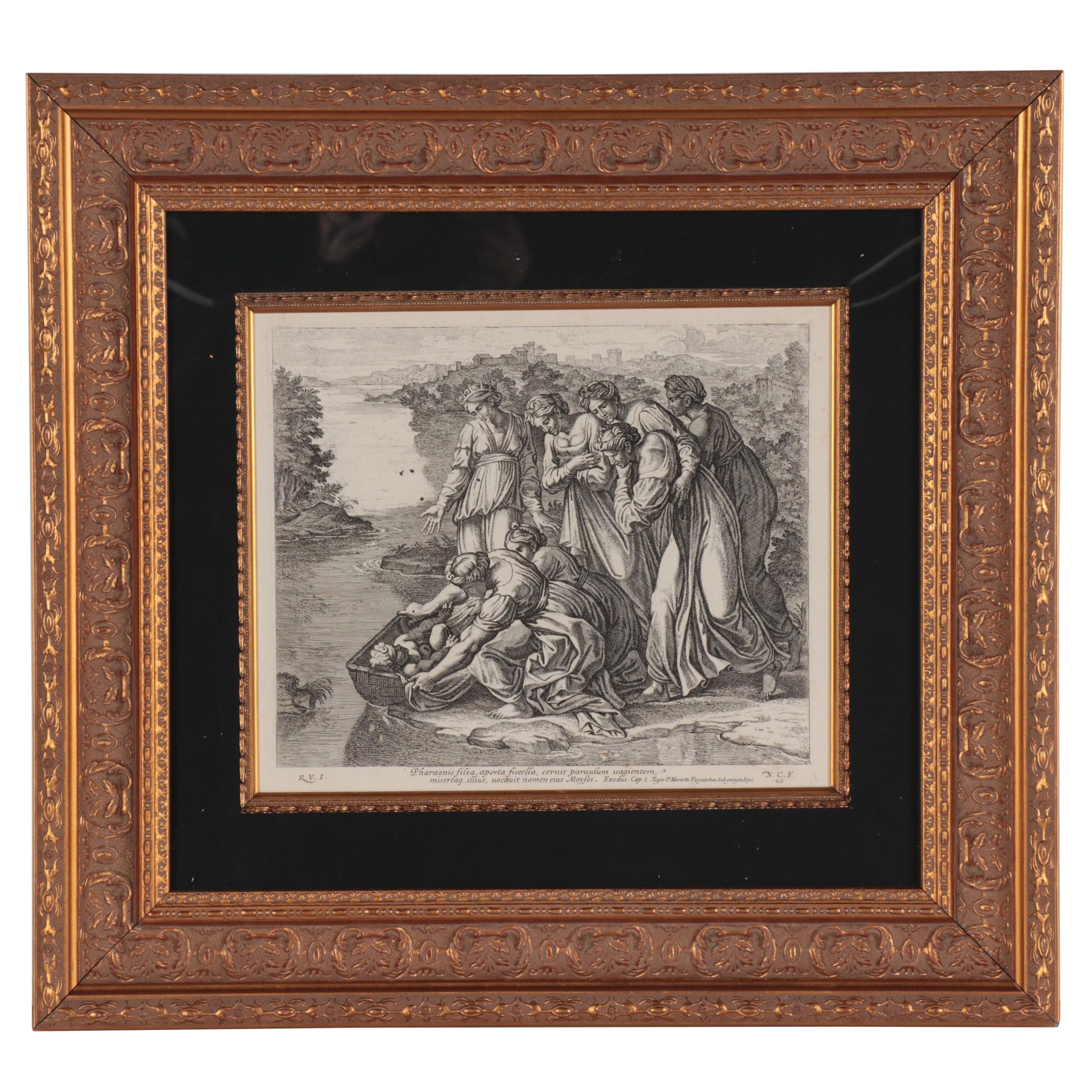 Engraving after Raphael Sanzio da Urbino "Moses Saved From the Water"
