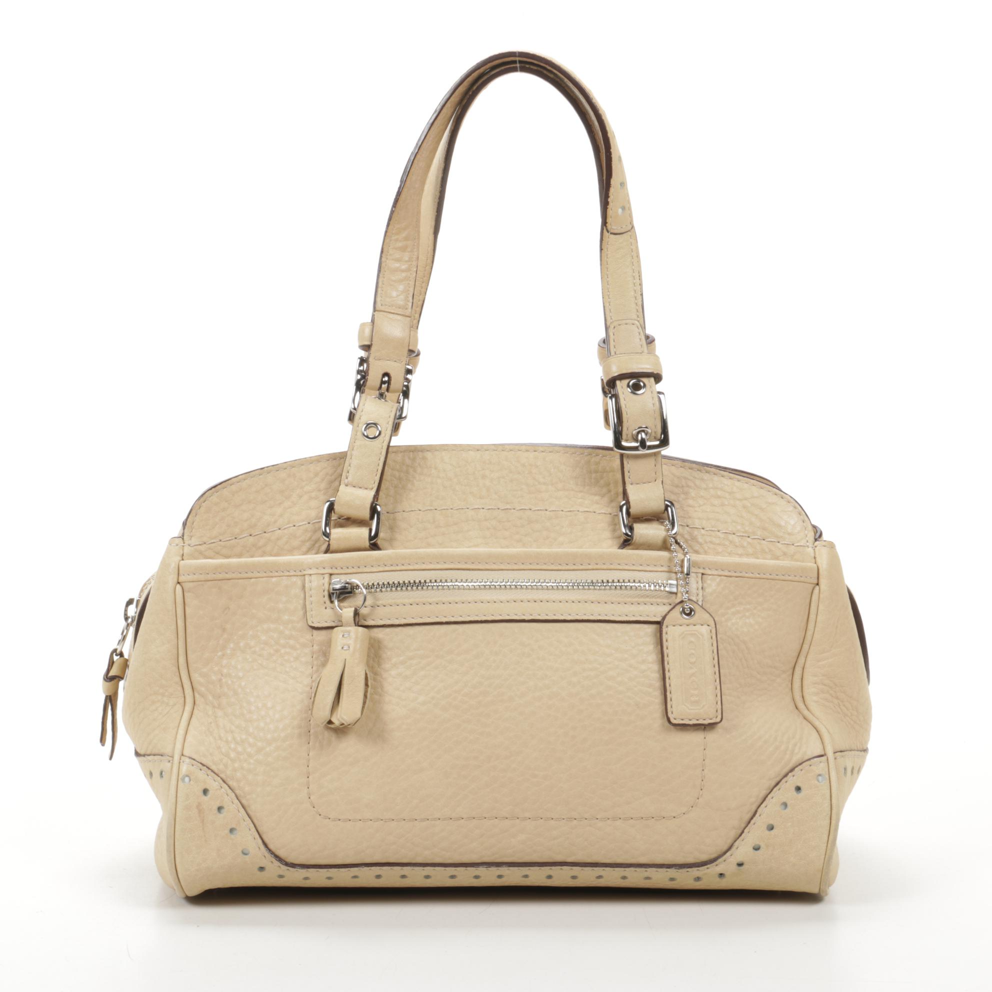 Coach Satchel in Beige Grained Leather with Umberto and Ombu Bags