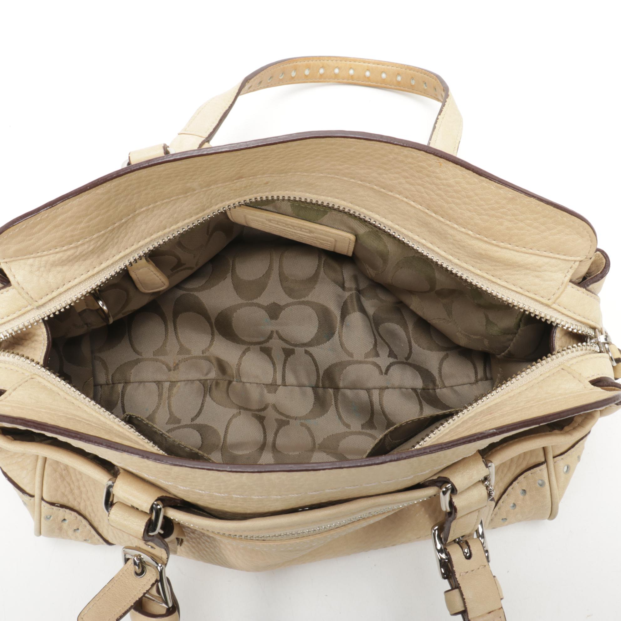 Coach Satchel in Beige Grained Leather with Umberto and Ombu Bags