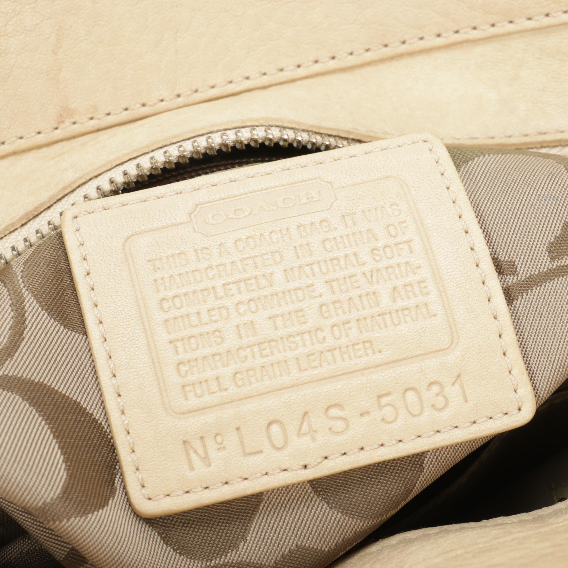 Coach Satchel in Beige Grained Leather with Umberto and Ombu Bags