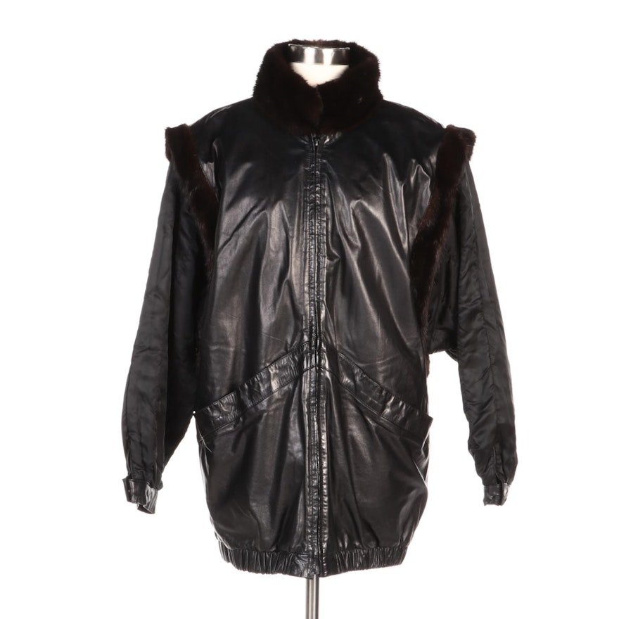 Reversible and Convertible Mink and Leather Coat