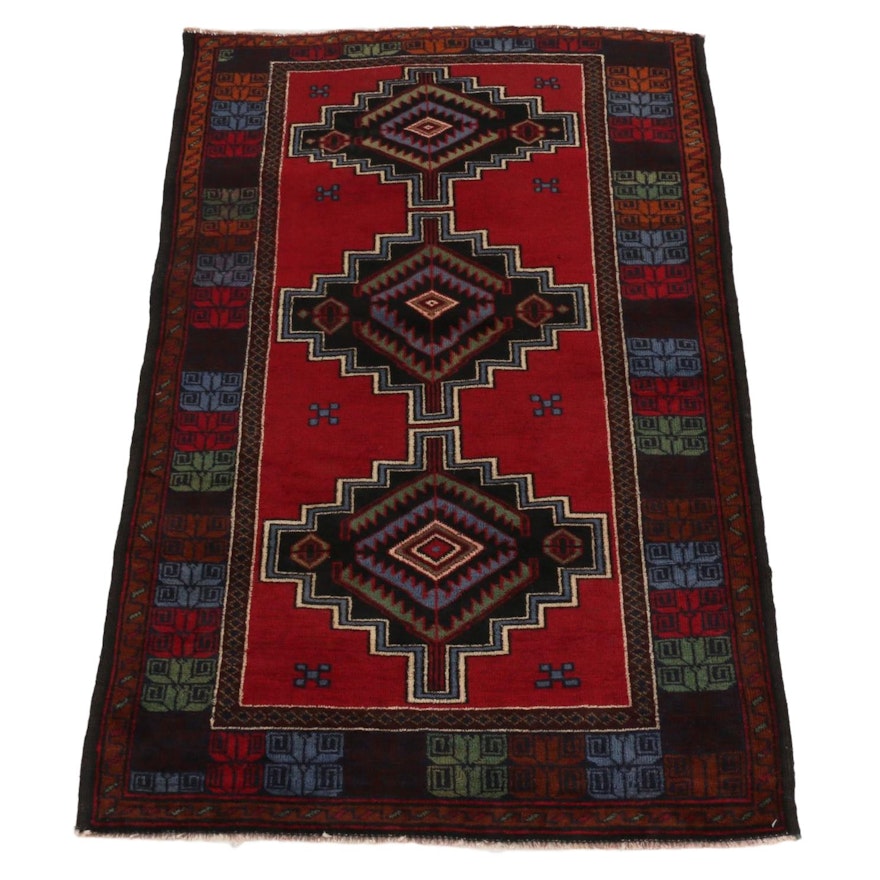 3'3 x 4'7 Hand-Knotted Afghan Baluch Wool Accent Rug