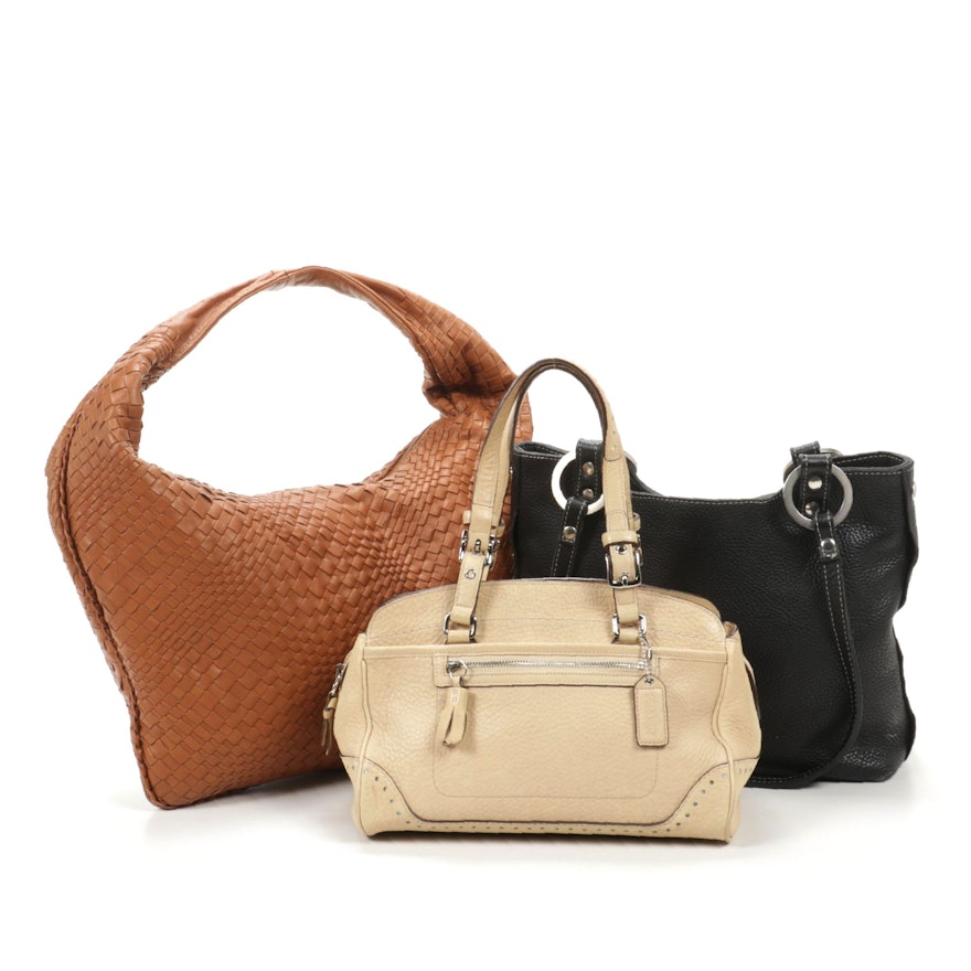 Coach Satchel in Beige Grained Leather with Umberto and Ombu Bags