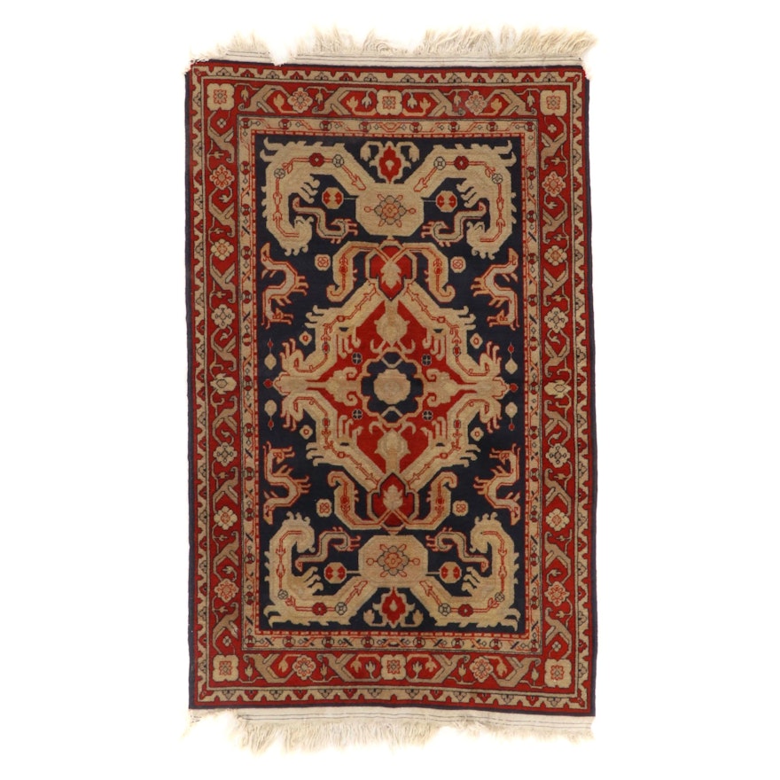 3'11 x 6'10 Hand-Knotted Floral Wool Area Rug