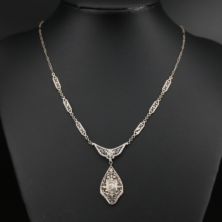 Edwardian 14K Diamond Necklace