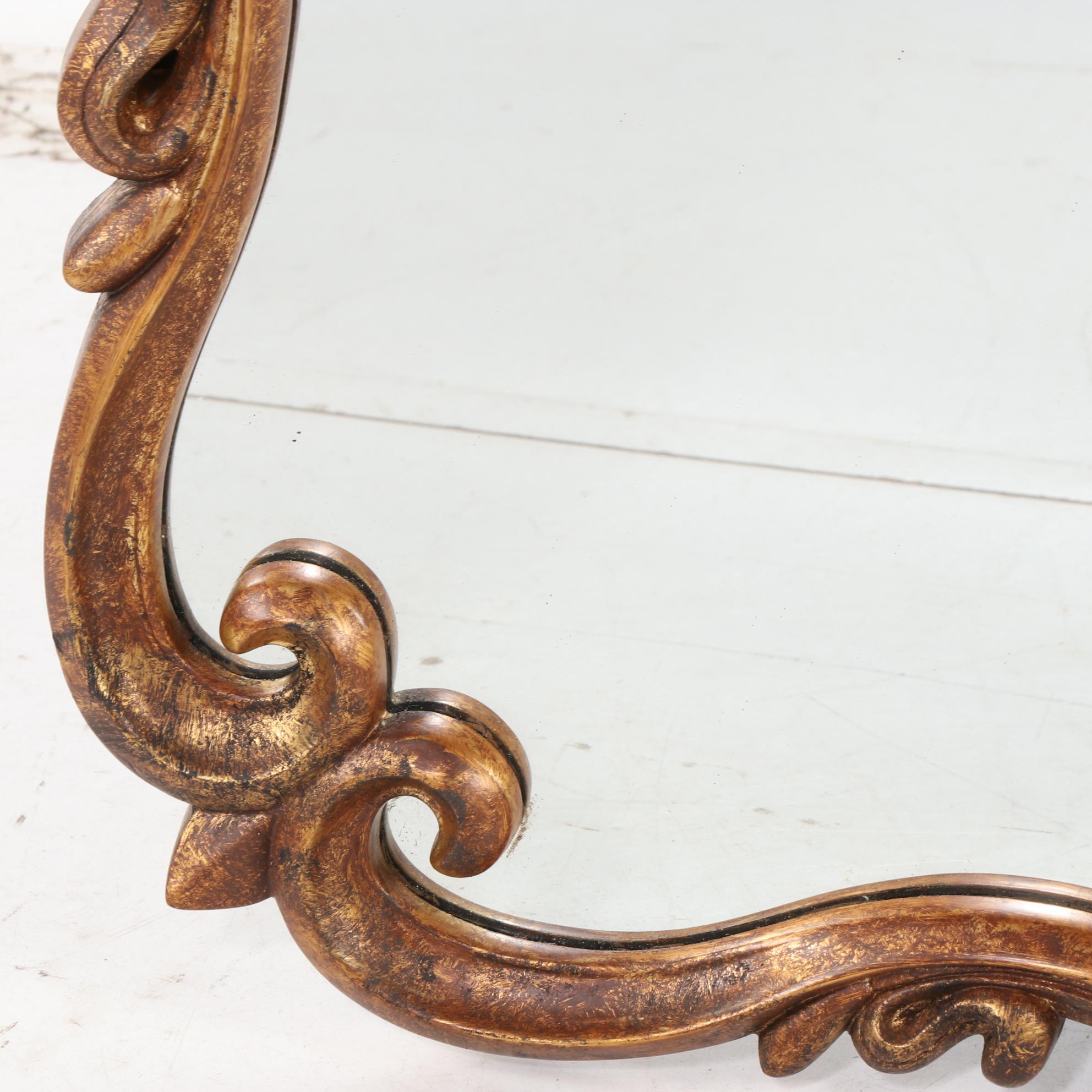 Mirror Image Home Rococo Style Gilt Composite Mirror