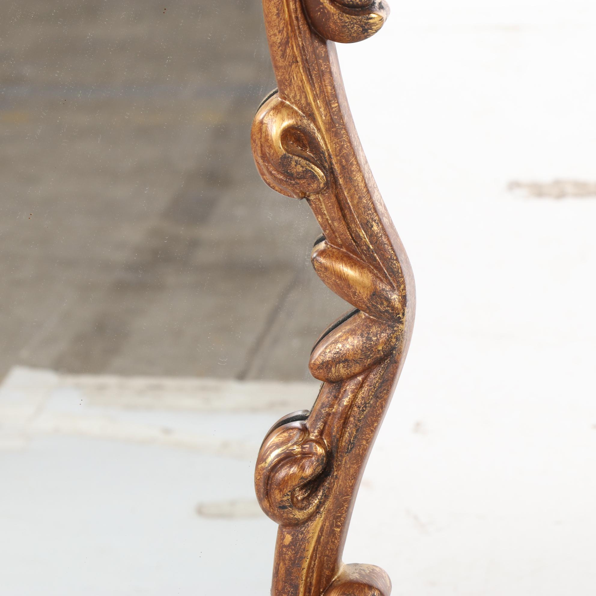 Mirror Image Home Rococo Style Gilt Composite Mirror