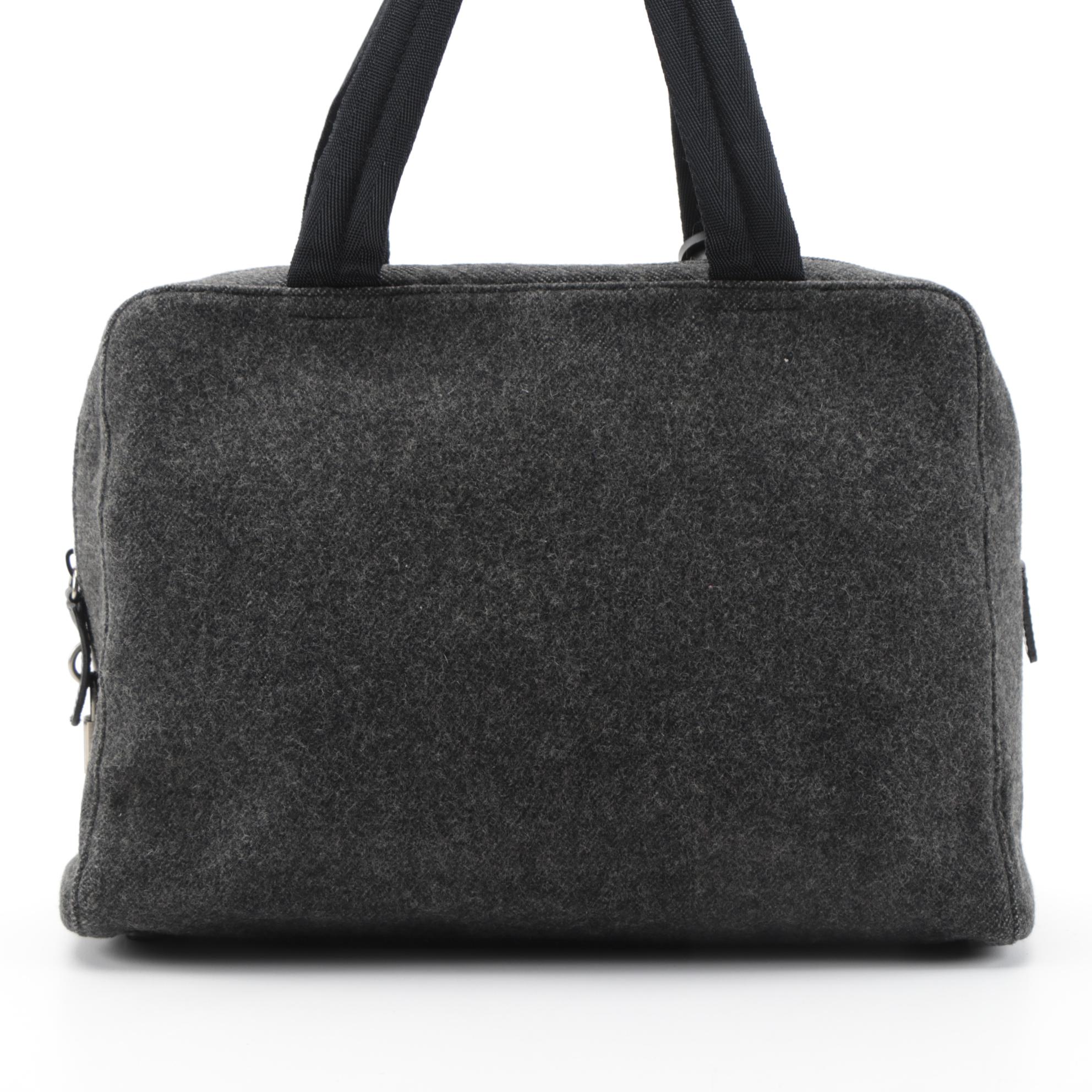 Prada Anthracite Wool Top Handle Bag